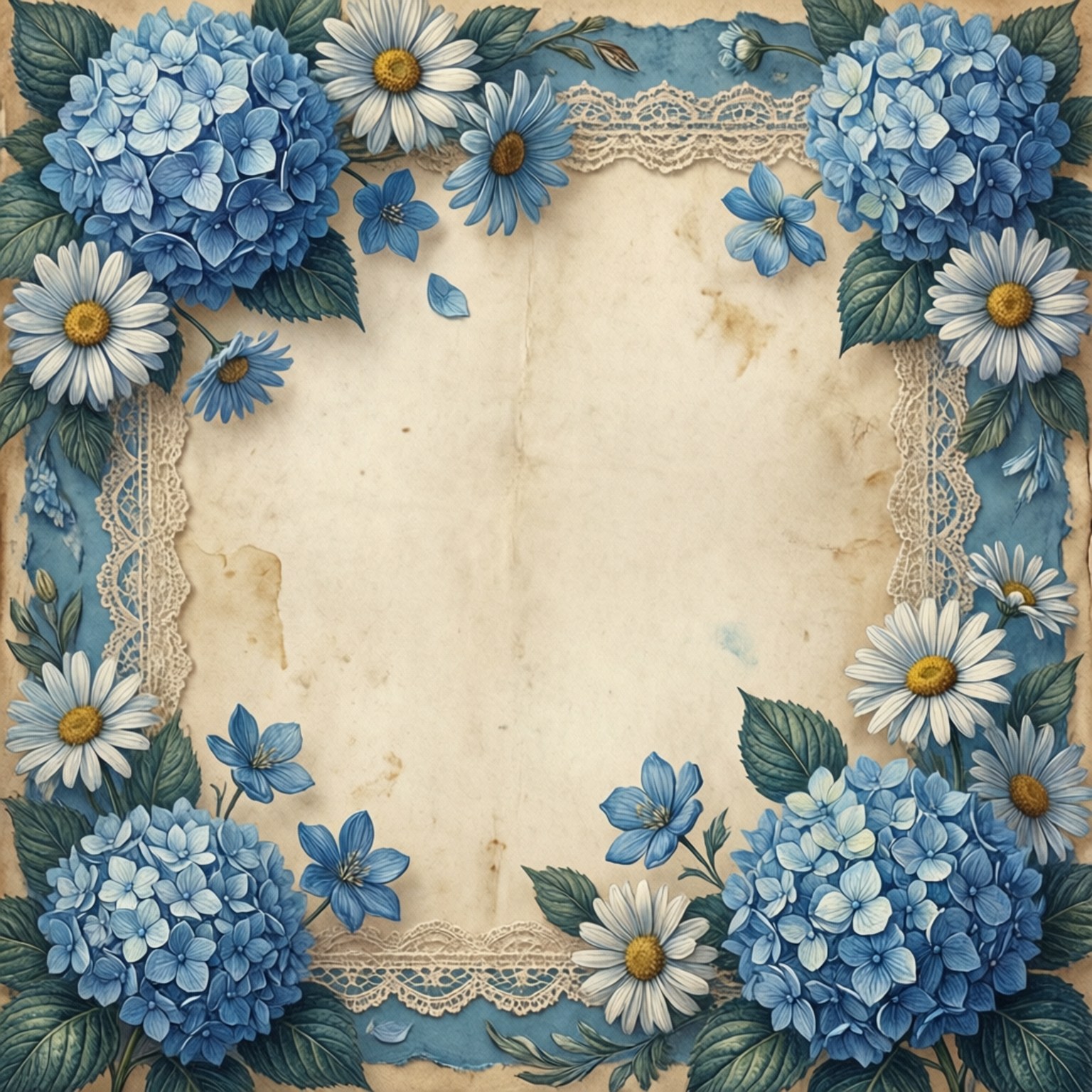 Vintage Hydrangea Lace Border 壁紙