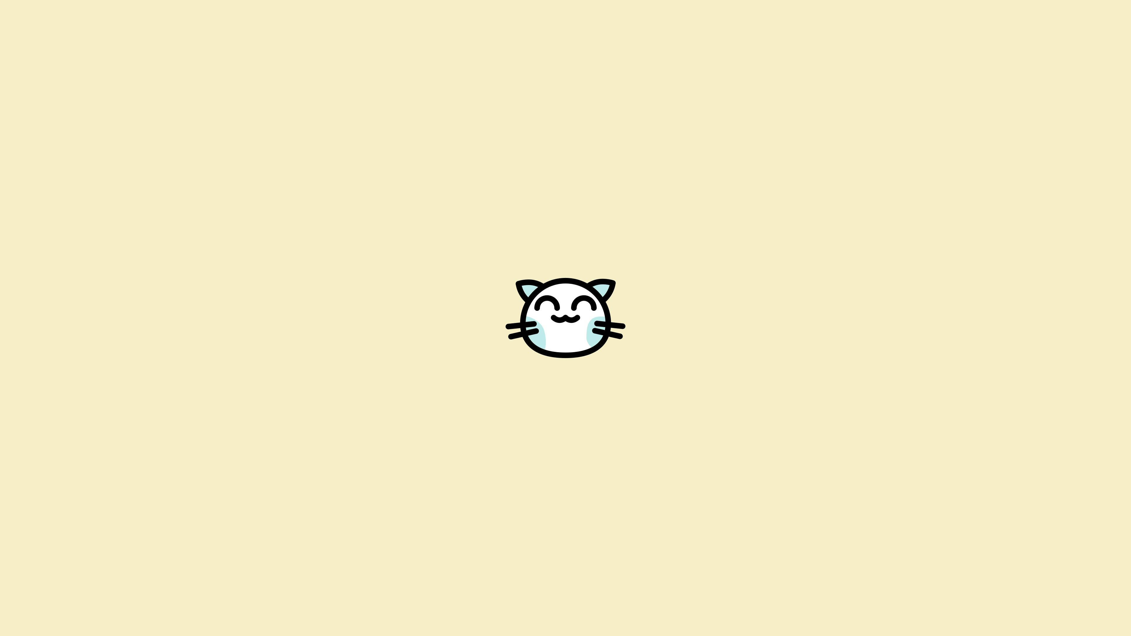 微笑猫咪极简美学笔记本电脑 壁紙
