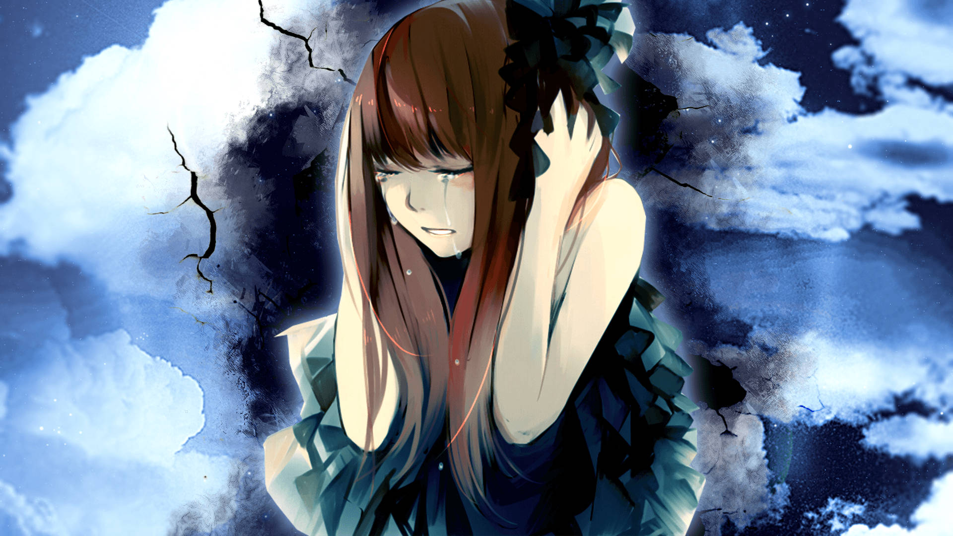 忧郁动漫少女压力美学 壁紙