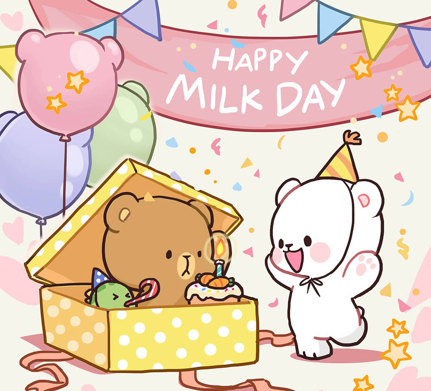 快樂牛奶摩卡熊日 壁紙