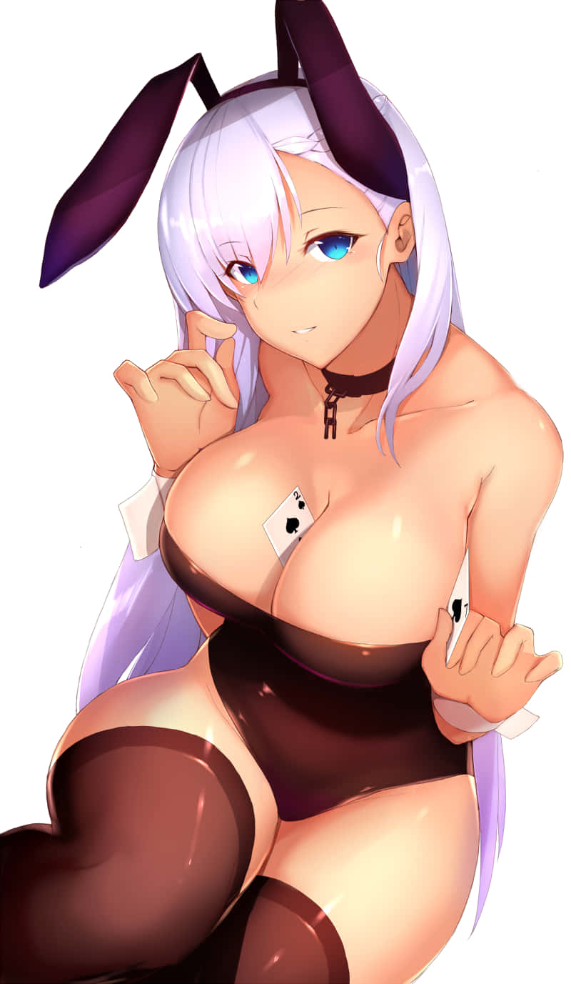性感动漫兔女郎与扑克牌 — 动漫女孩 壁紙