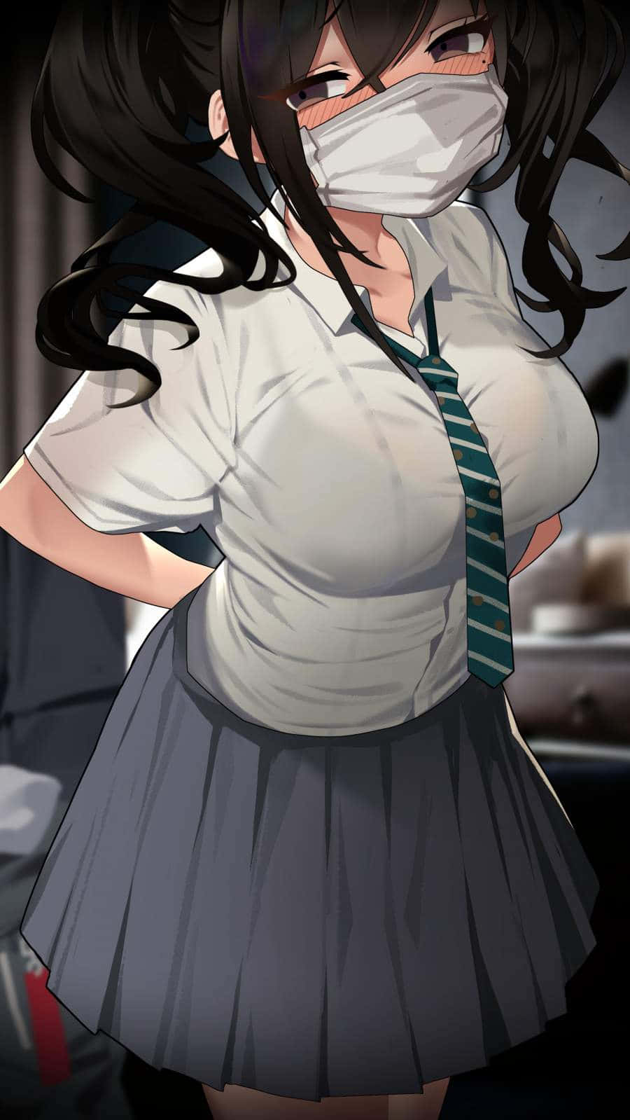 性感動漫女學生口罩 壁紙