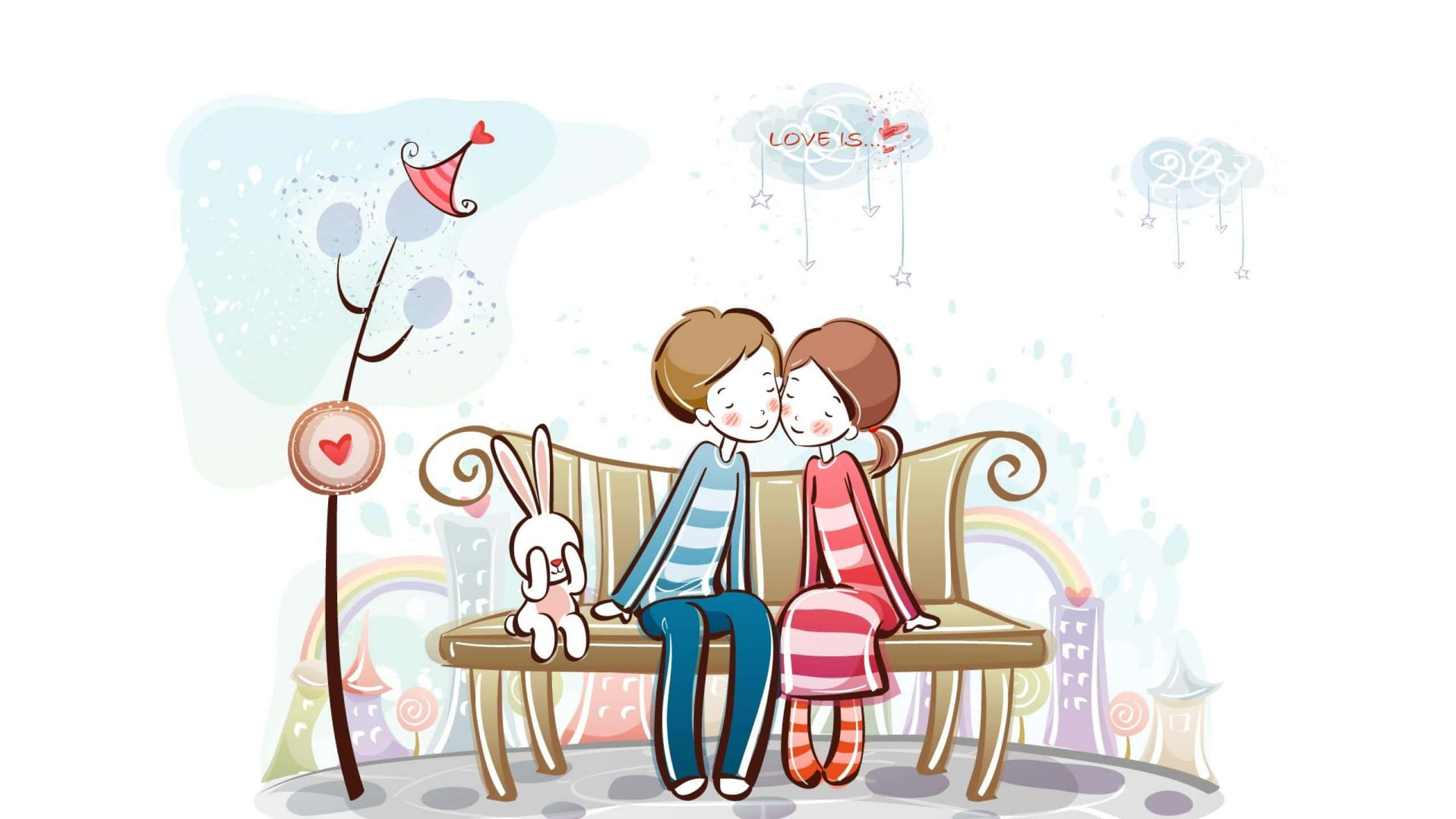 情侶可愛插畫圖片 壁紙