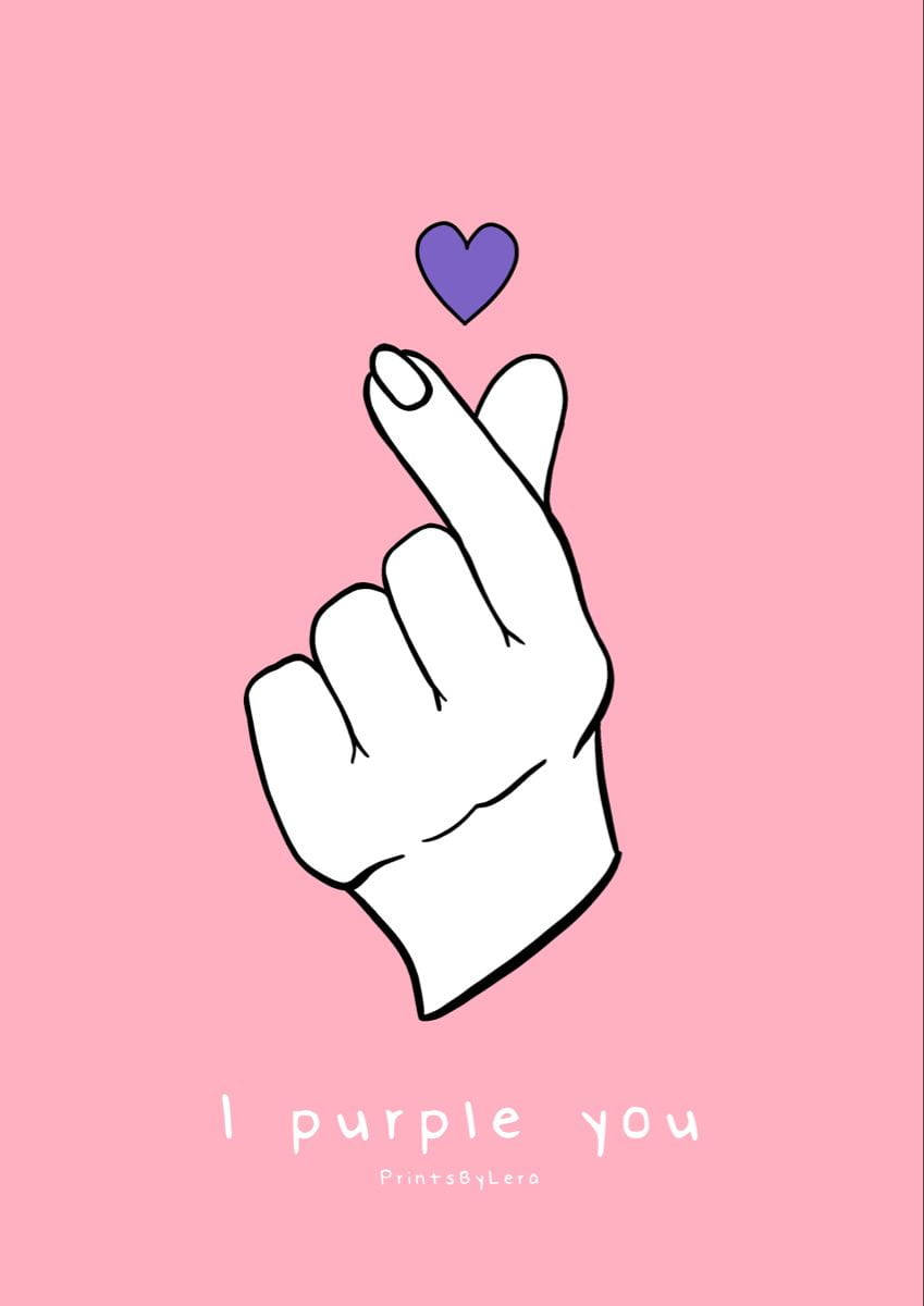 手指愛心 I Purple You 背景 壁紙