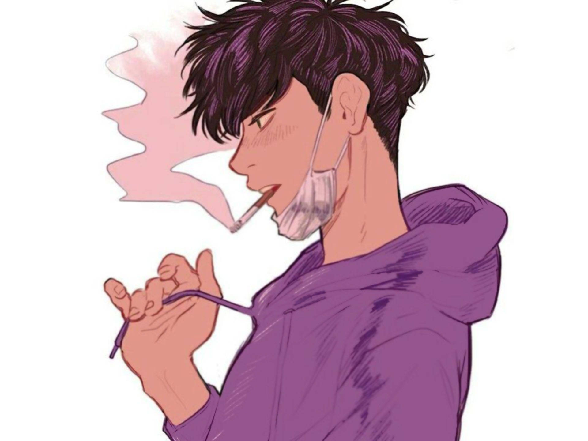 抽煙美少年藝術 壁紙