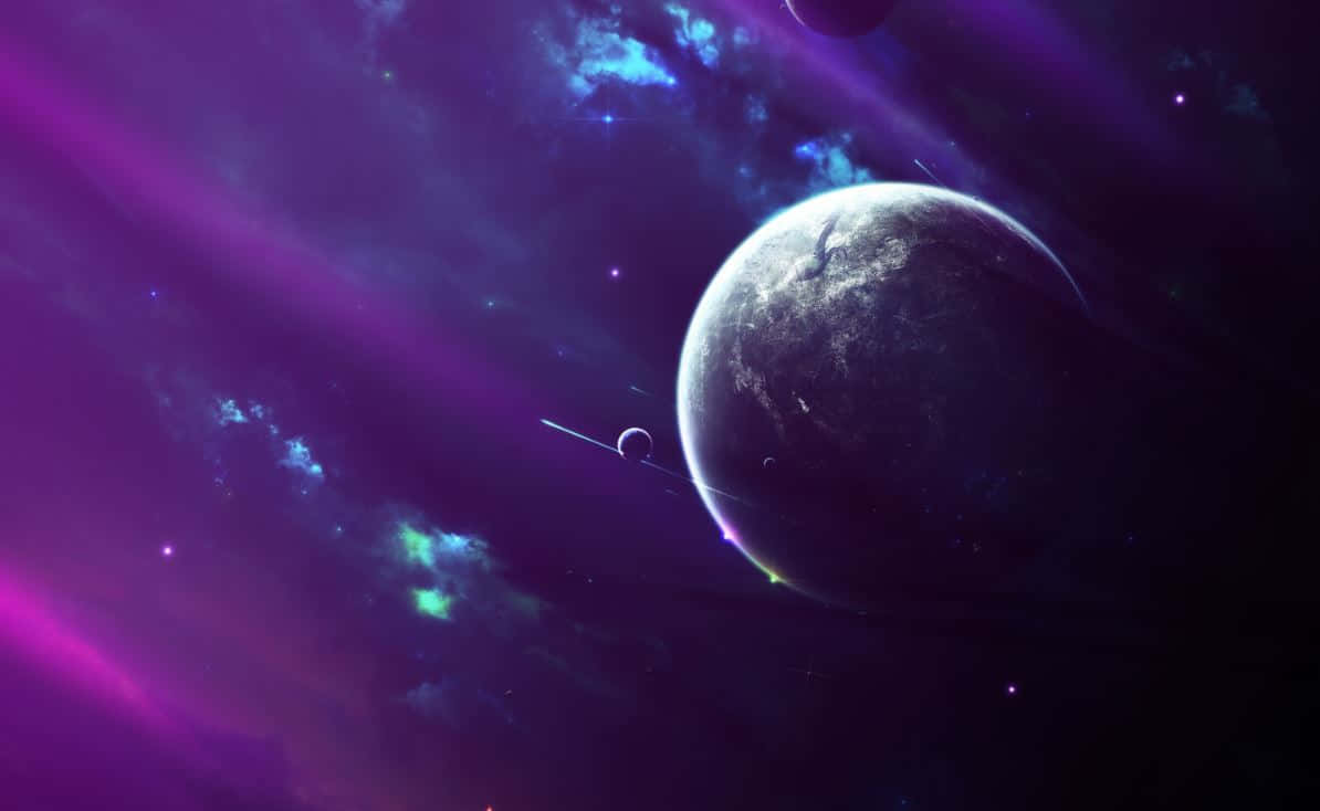 「探索紫色星系的浩瀚」 壁紙