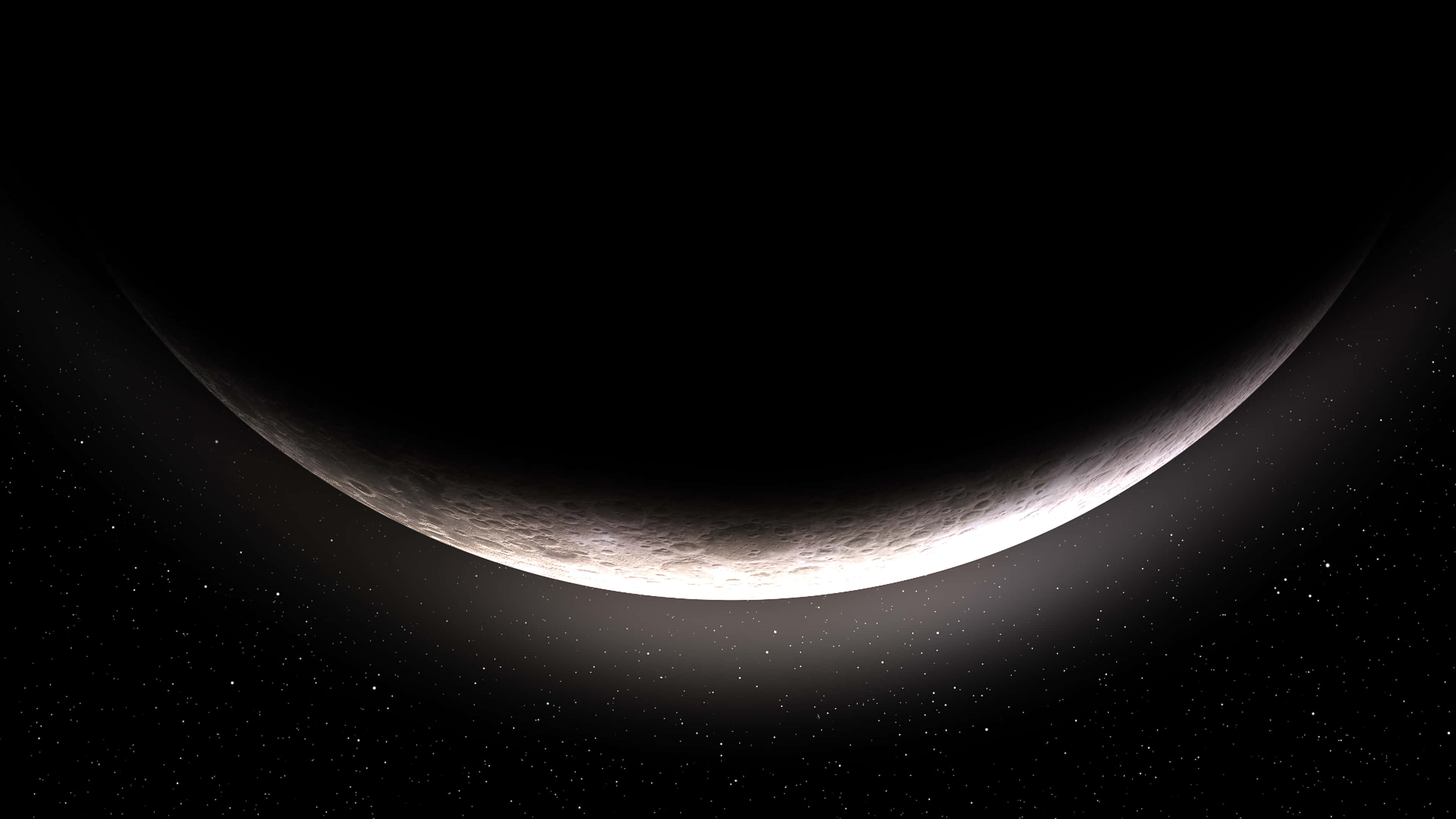 新月月夜地平線 – 深空中的宇宙寧靜 壁紙