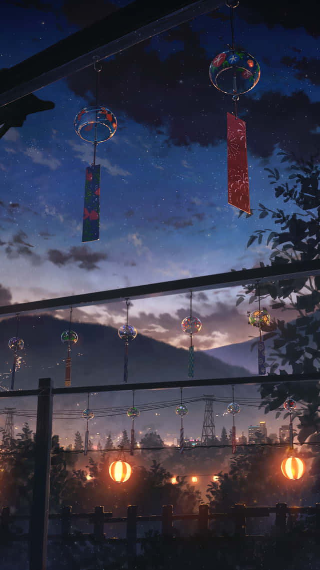 日式风铃之夜 动漫夜景 — 動漫城市 壁紙