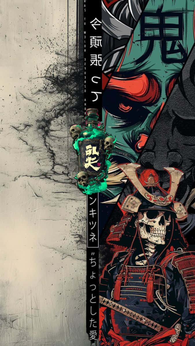 日本与武士骷髅 壁紙