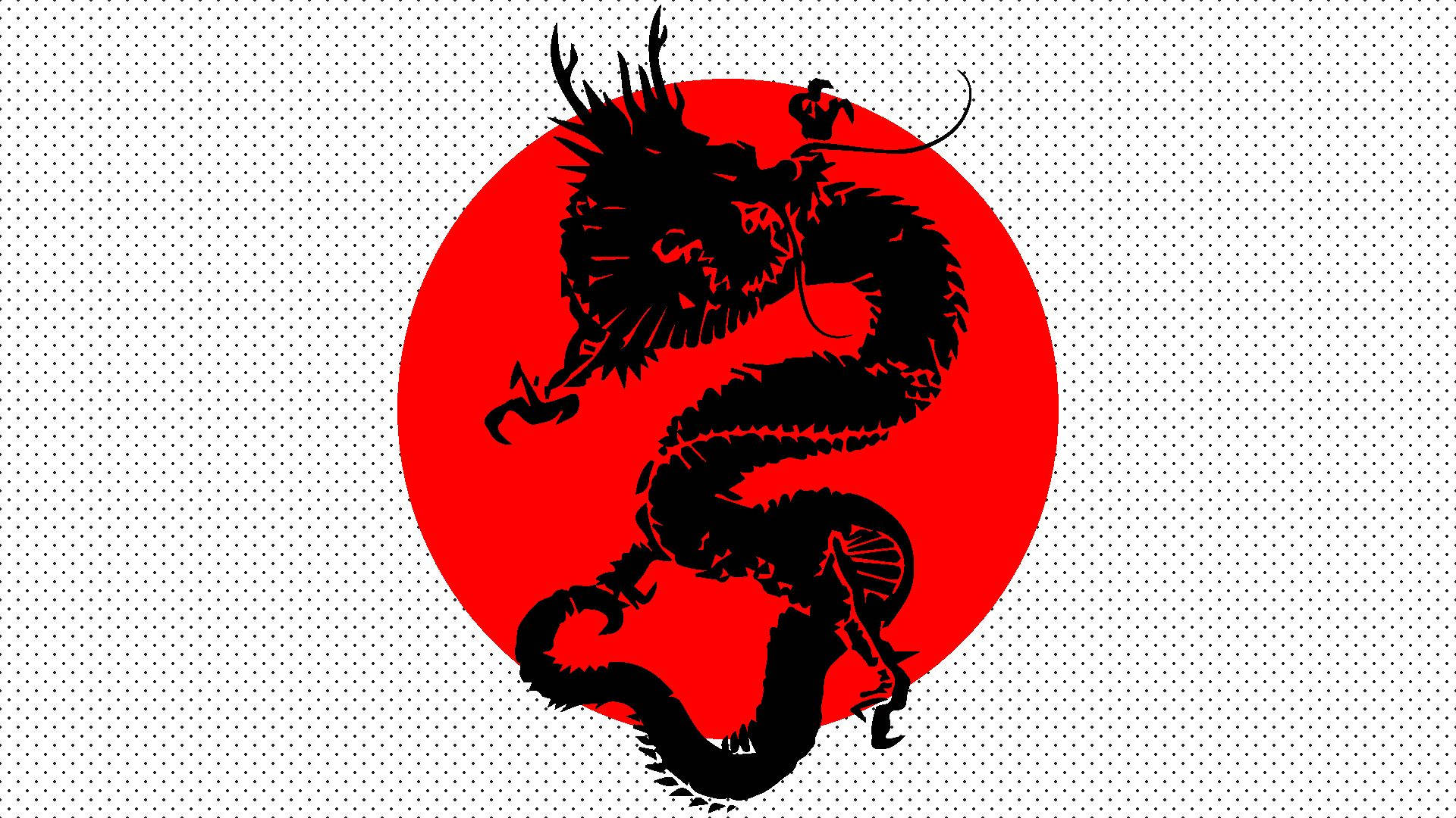 日本国旗上的日本龙艺术 壁紙