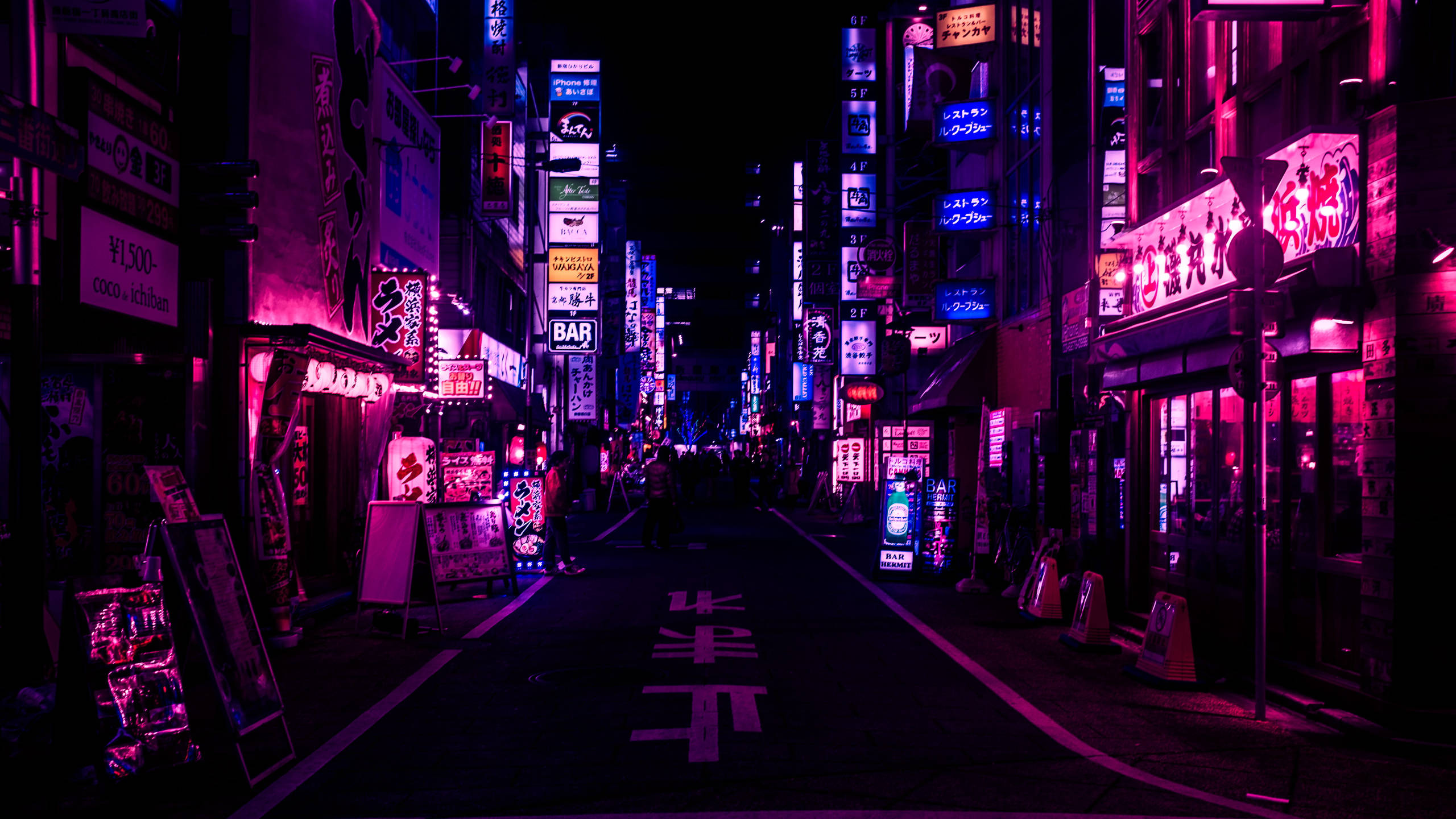 日本城市街道紫色美学 壁紙