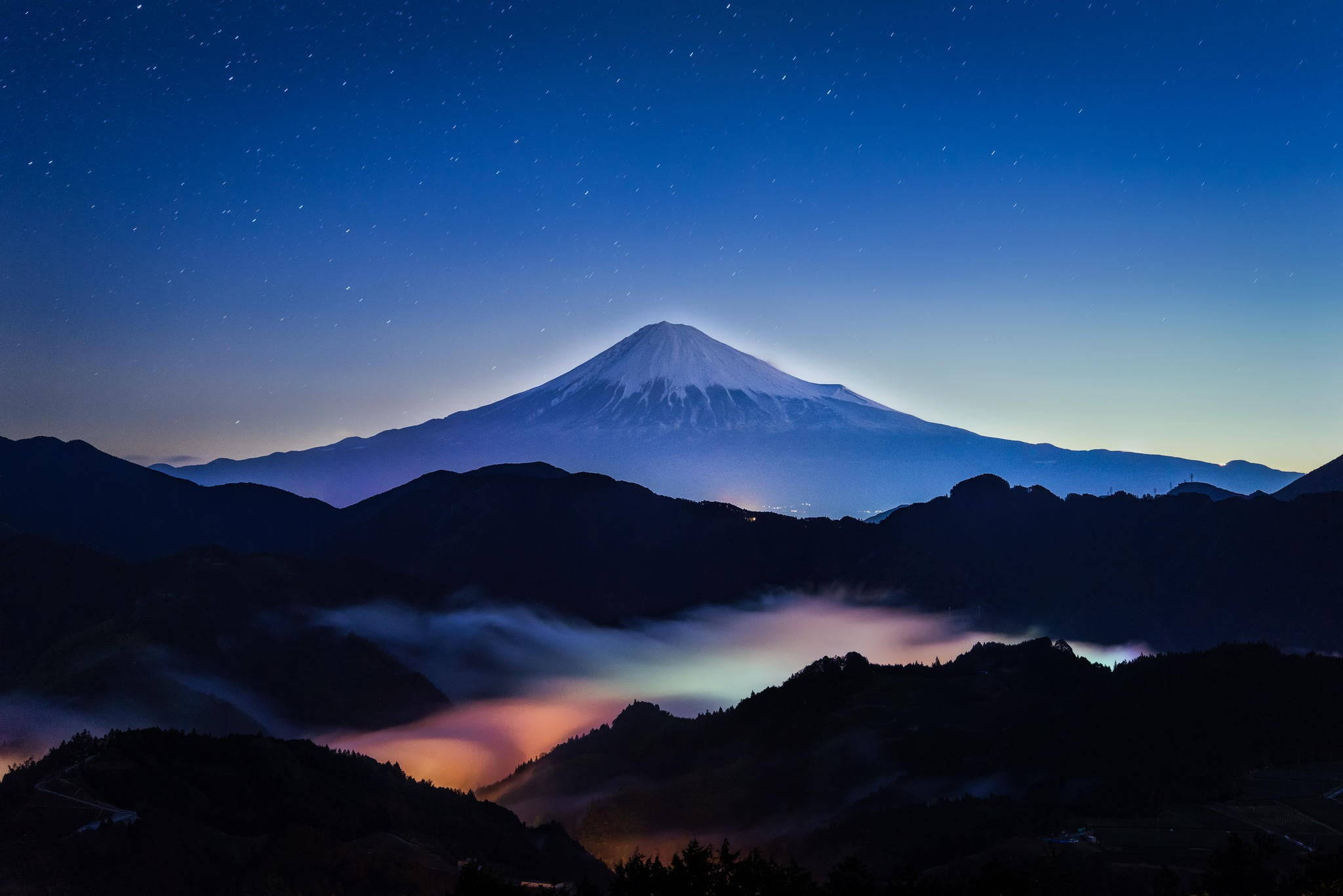 日本富士山夜景4K 壁紙