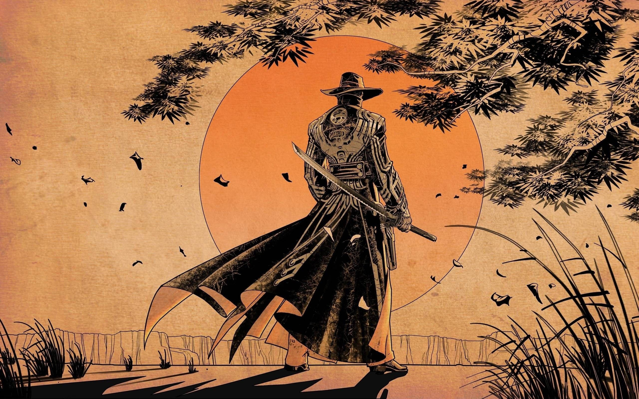 日本武士牛仔帽 壁紙