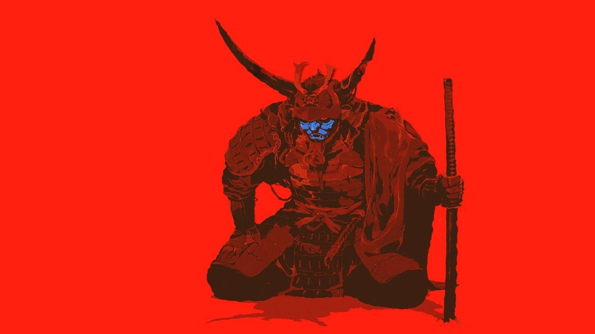 日本武士紅色主題 壁紙