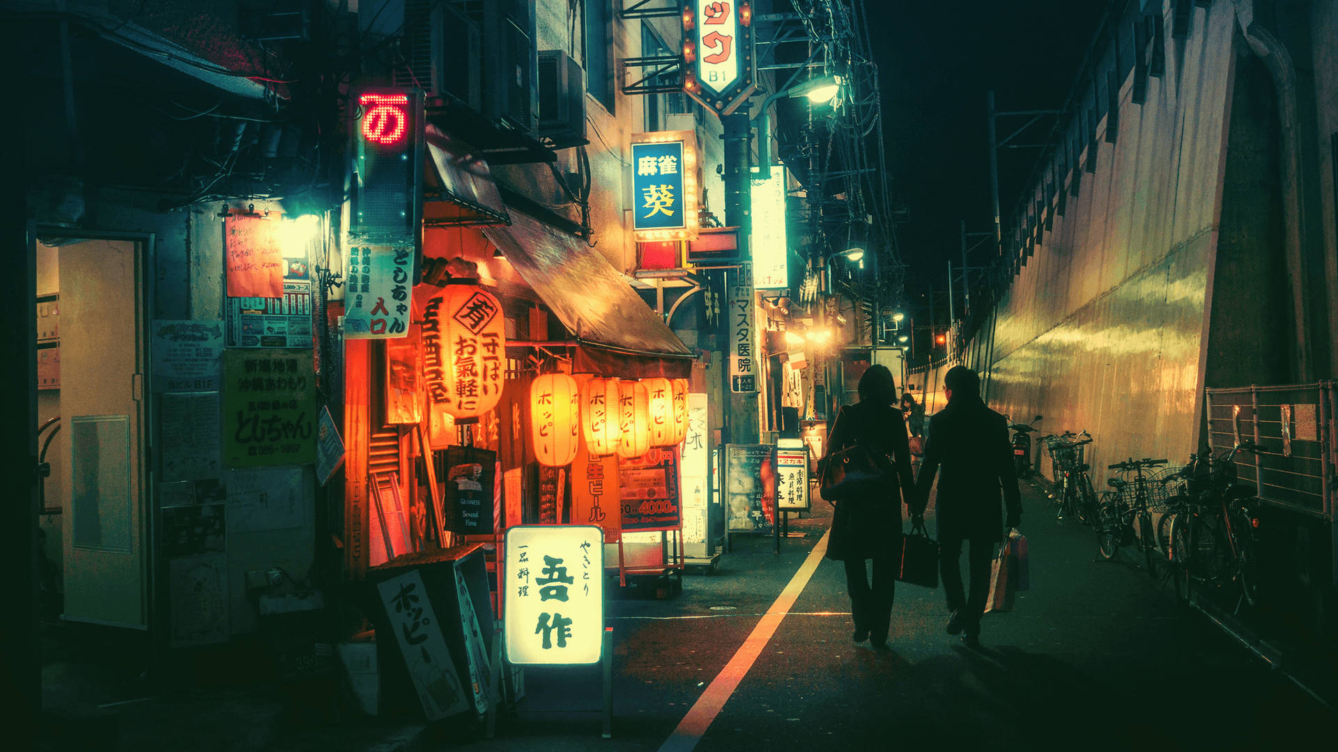 日本美學街道朦朧光暈 壁紙