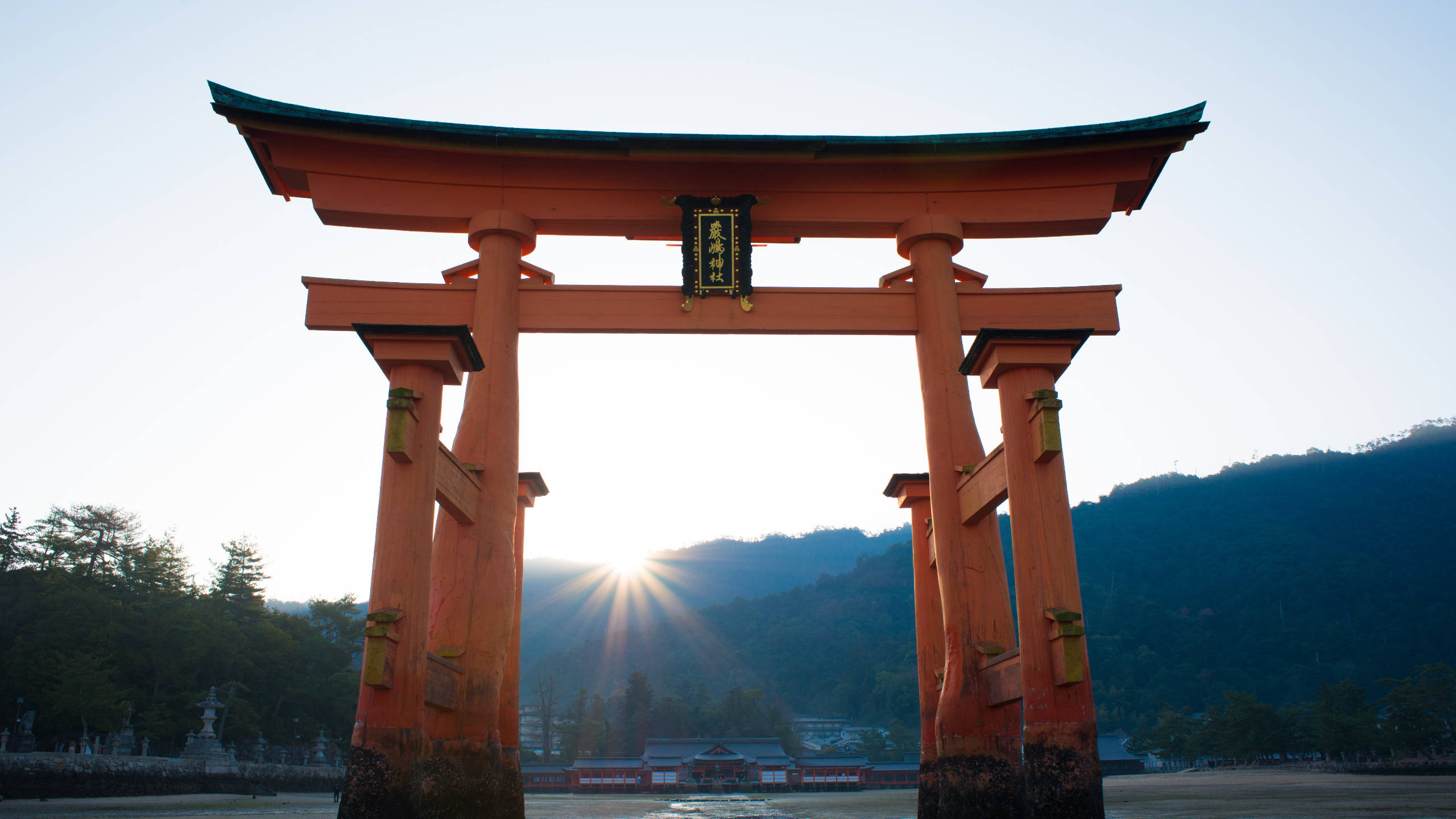 日本鳥居夕陽 壁紙