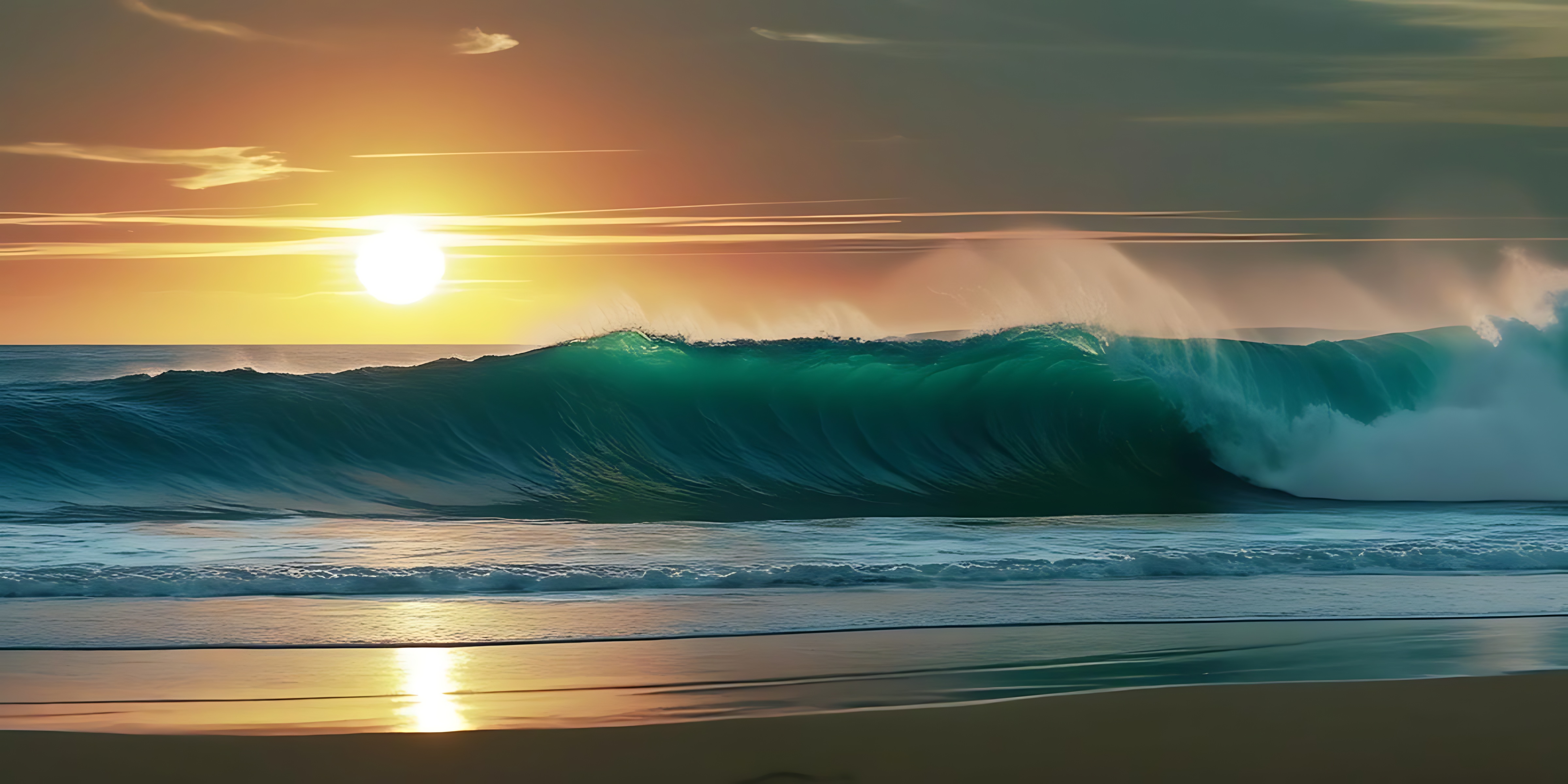 日落時分的海浪 壁紙
