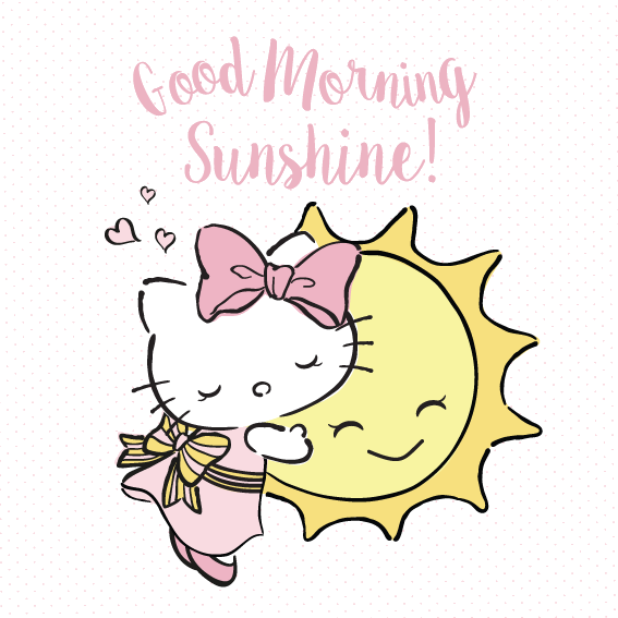 早安陽光可愛貓咪與太陽插畫 壁紙