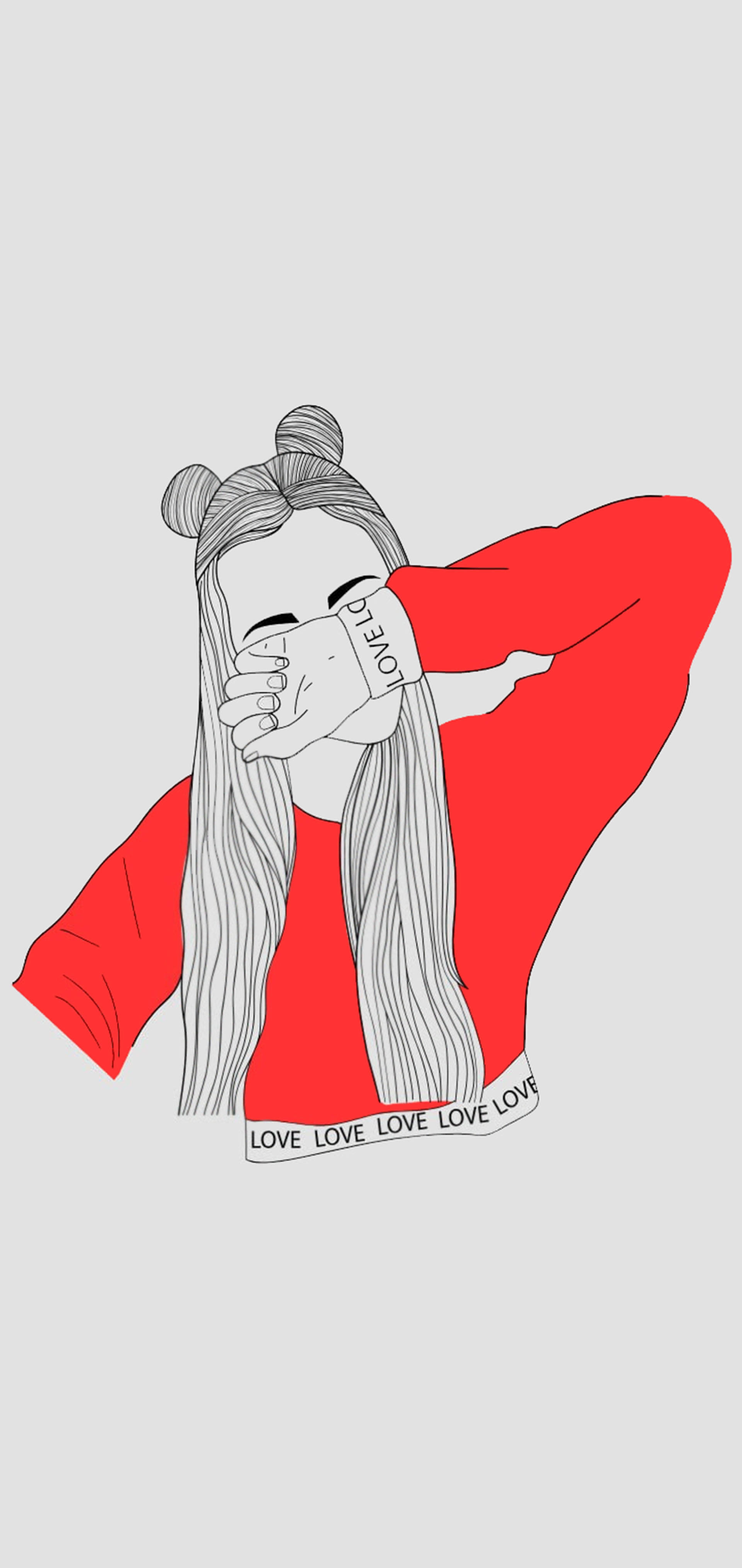 时尚女孩悲伤素描 壁紙