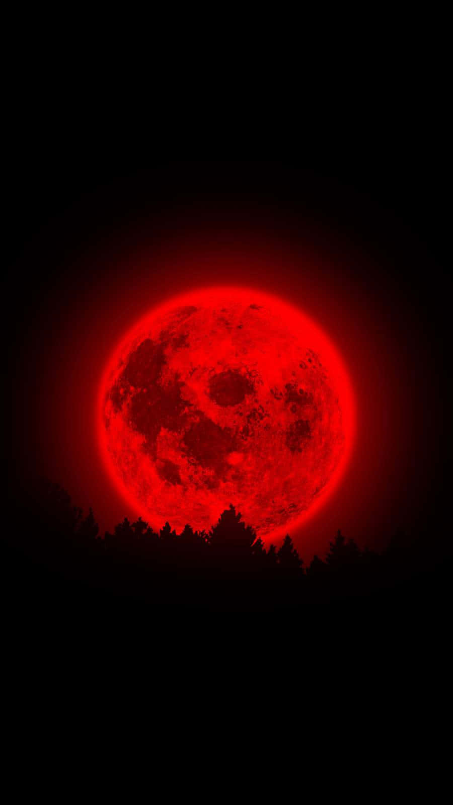 明亮霓虹紅血月 壁紙