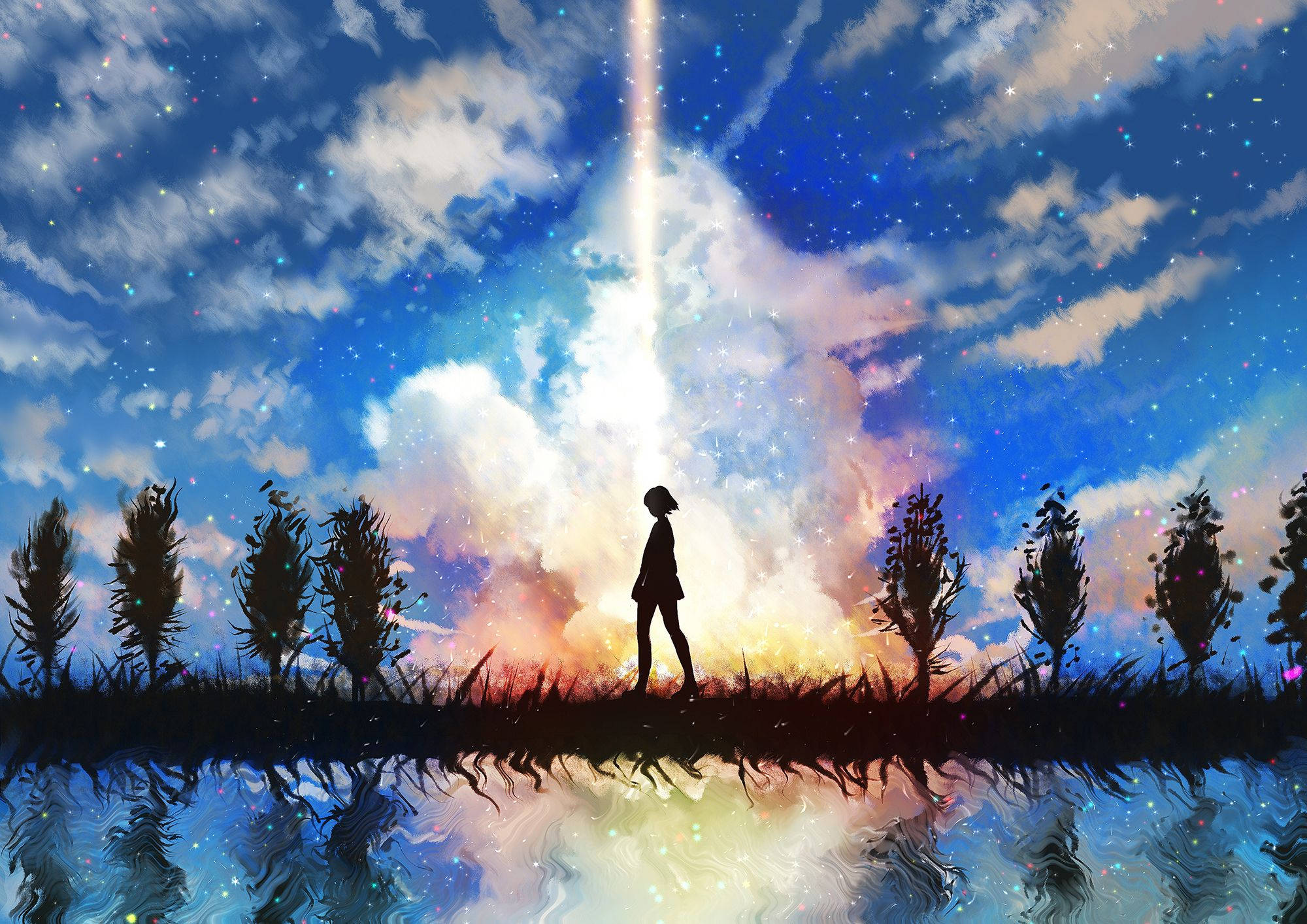 星空下的動漫天景 壁紙