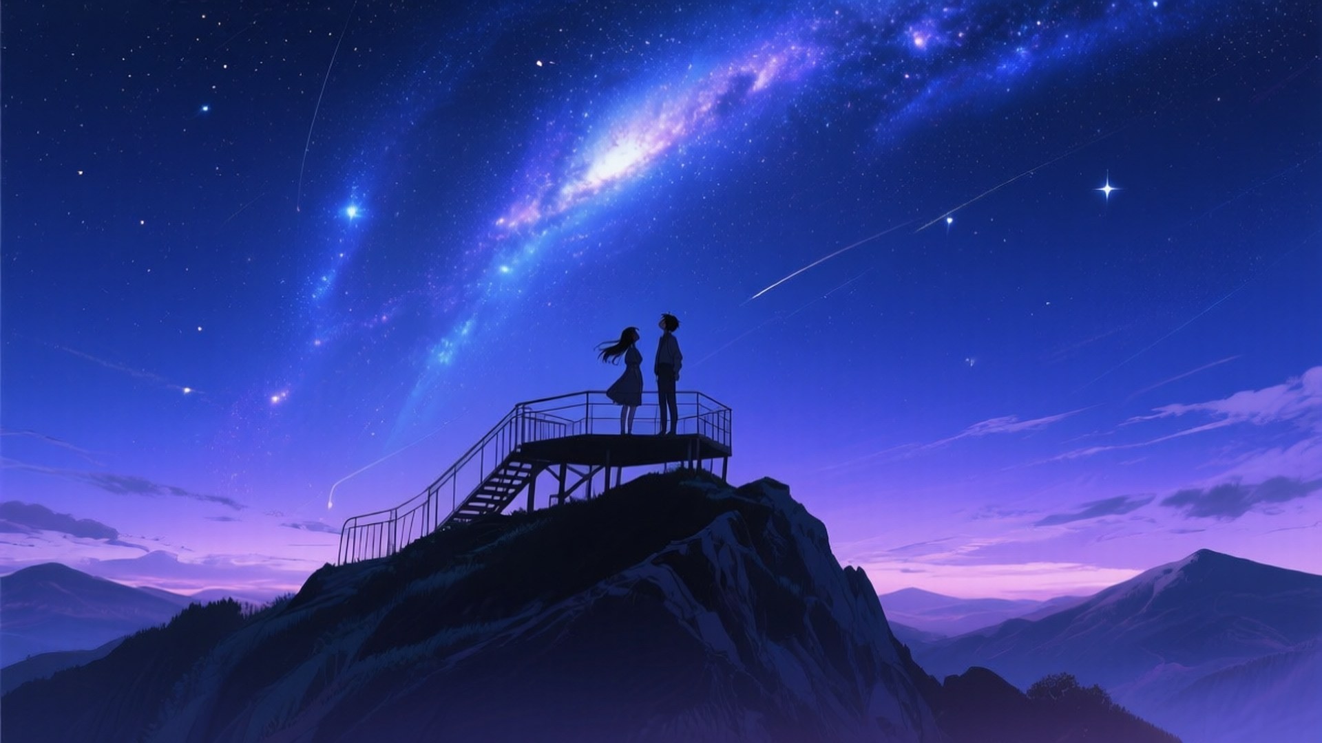 星空下的山巅眺望 壁紙