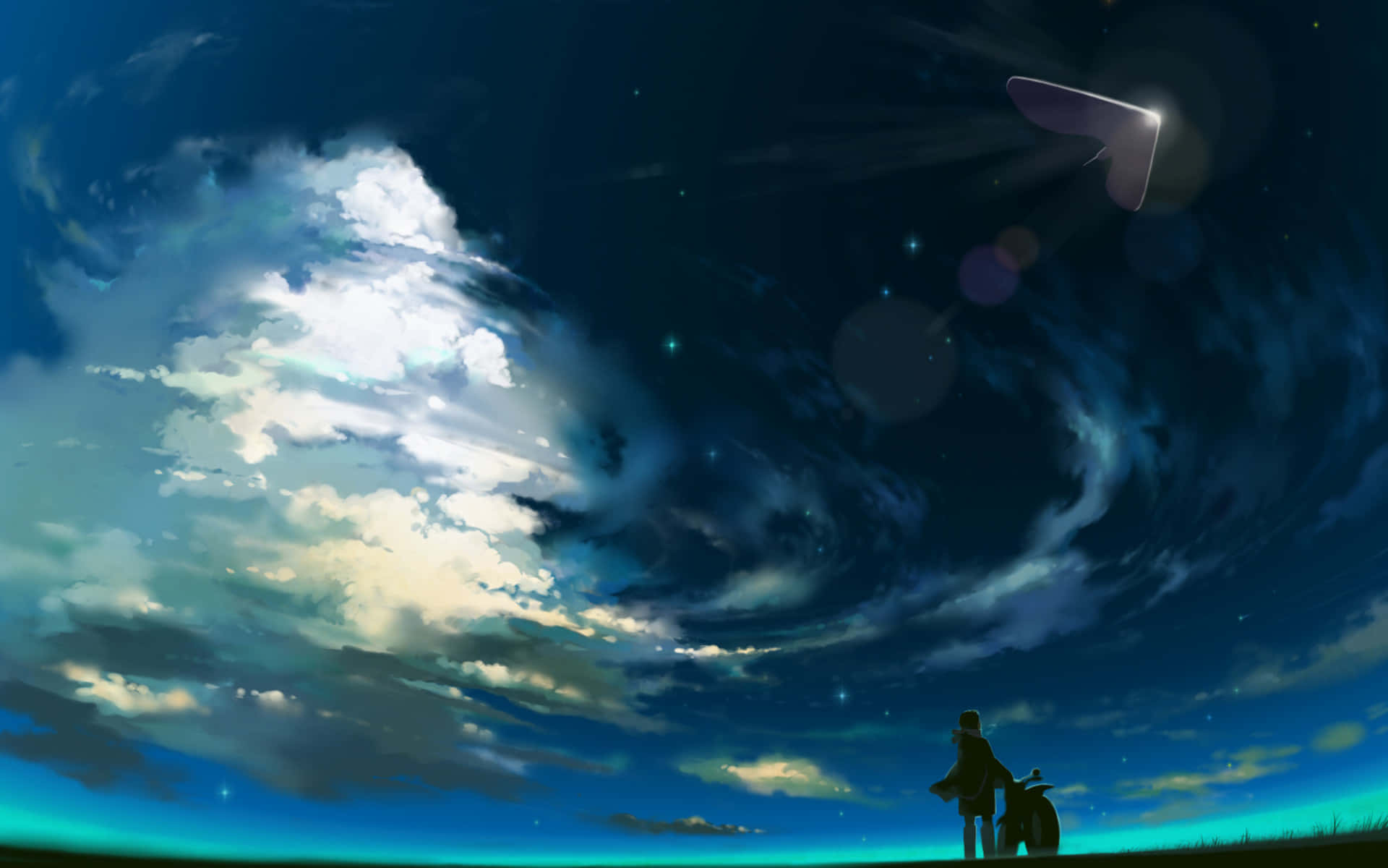 星空下的迷人动漫世界 壁紙