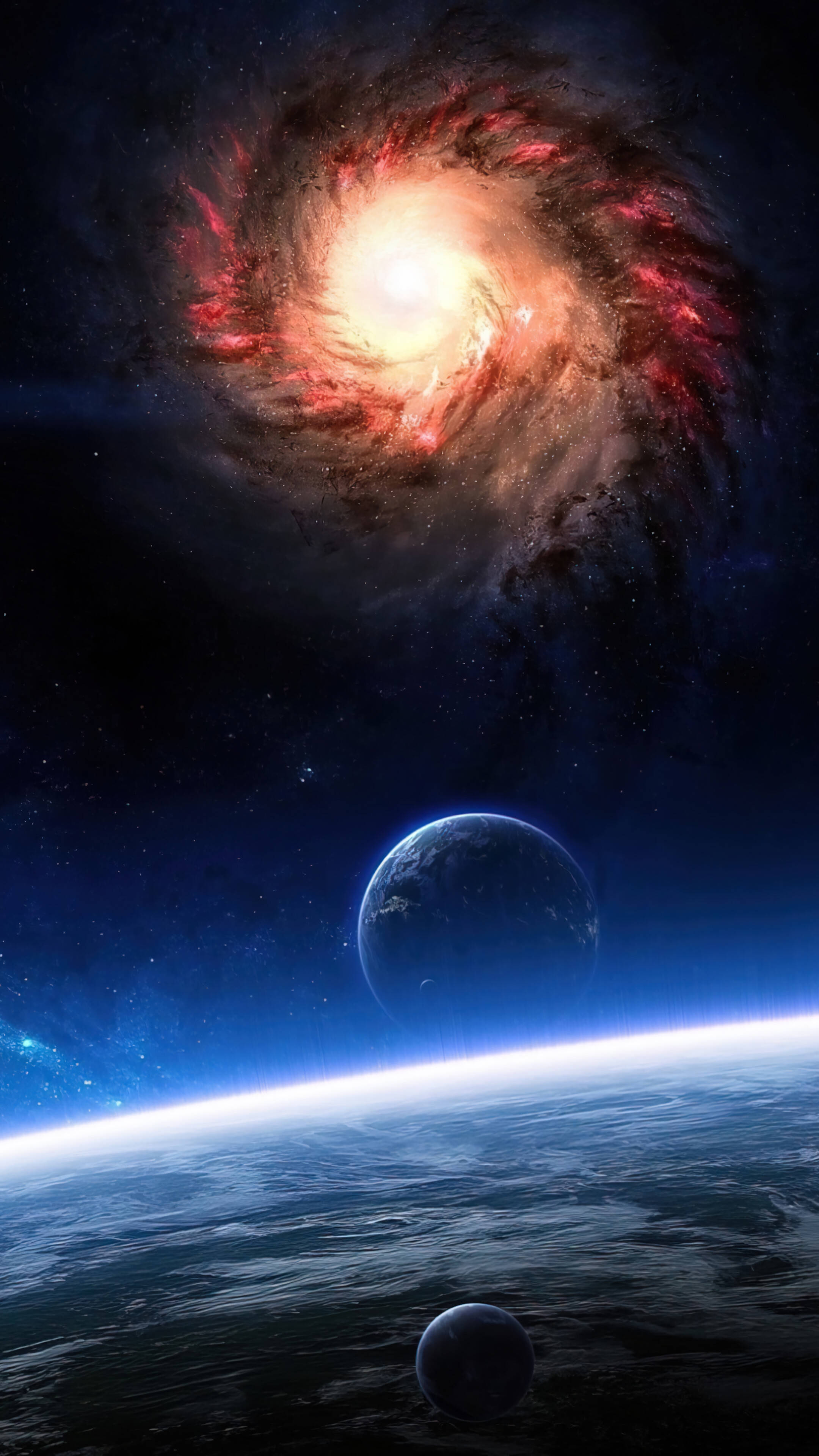 星系俯瞰太空行星 4K 手機桌布 壁紙