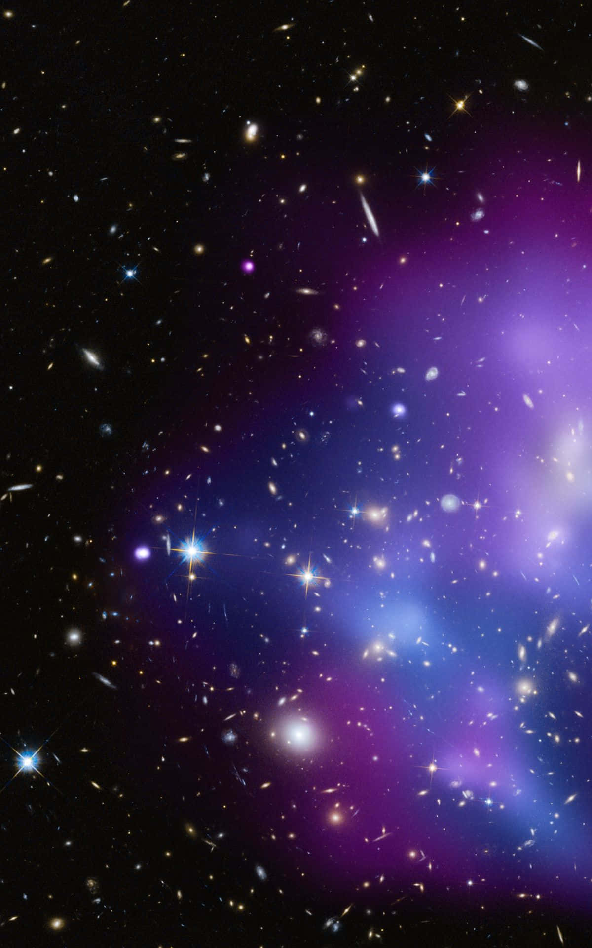 星系團，滿天星辰與紫色光輝 壁紙