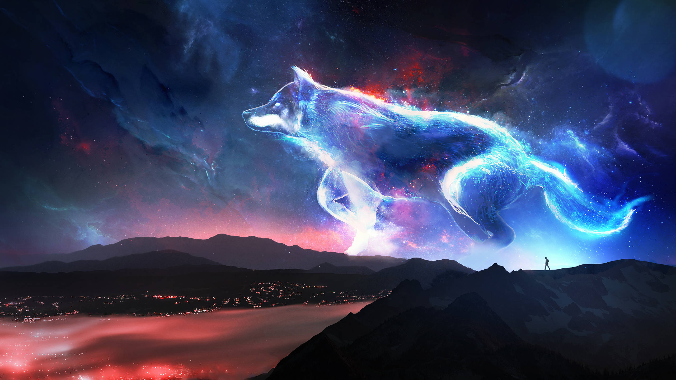 星雲天際中的銀河狼 壁紙
