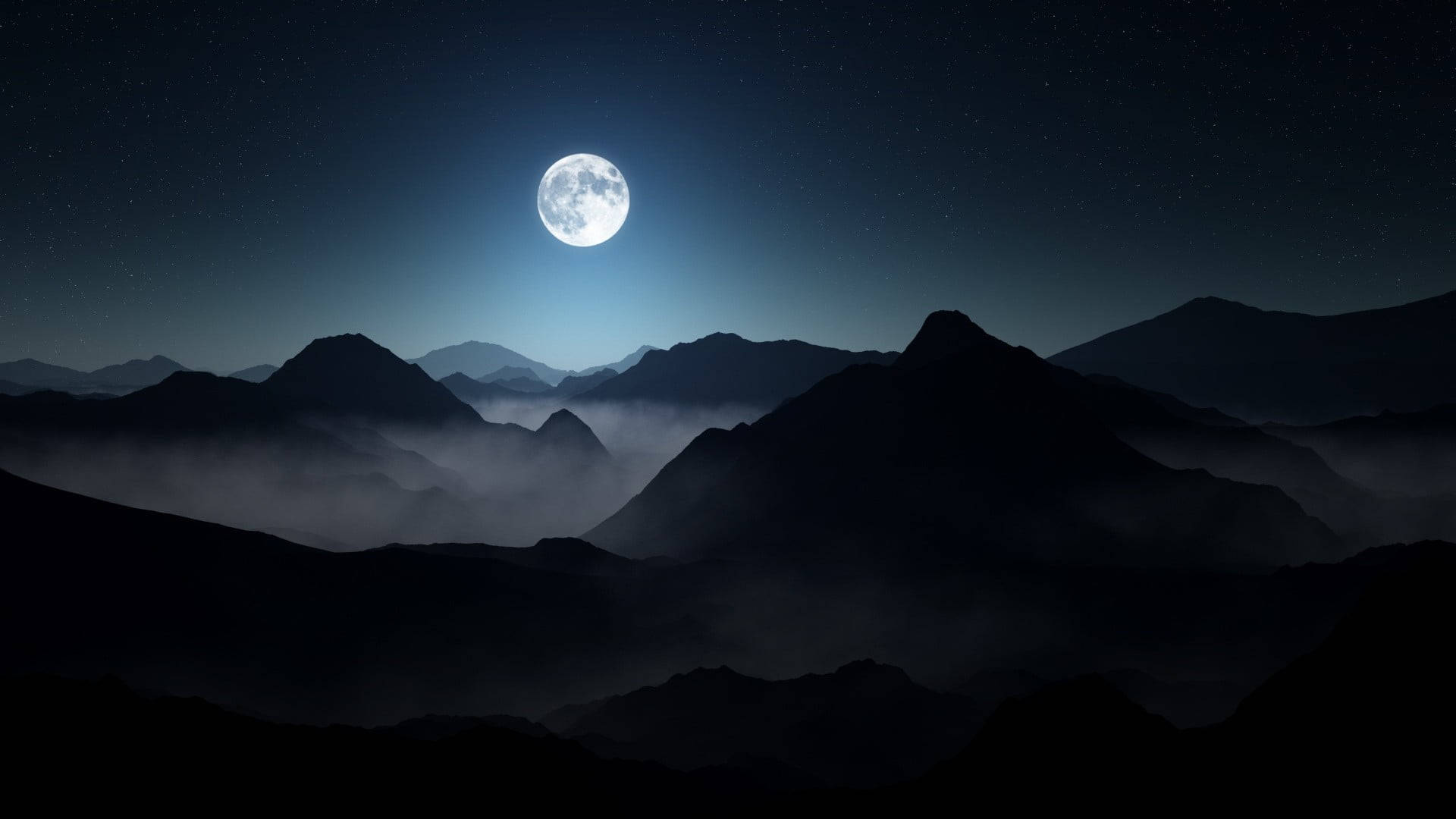 暗夜山間月下筆電