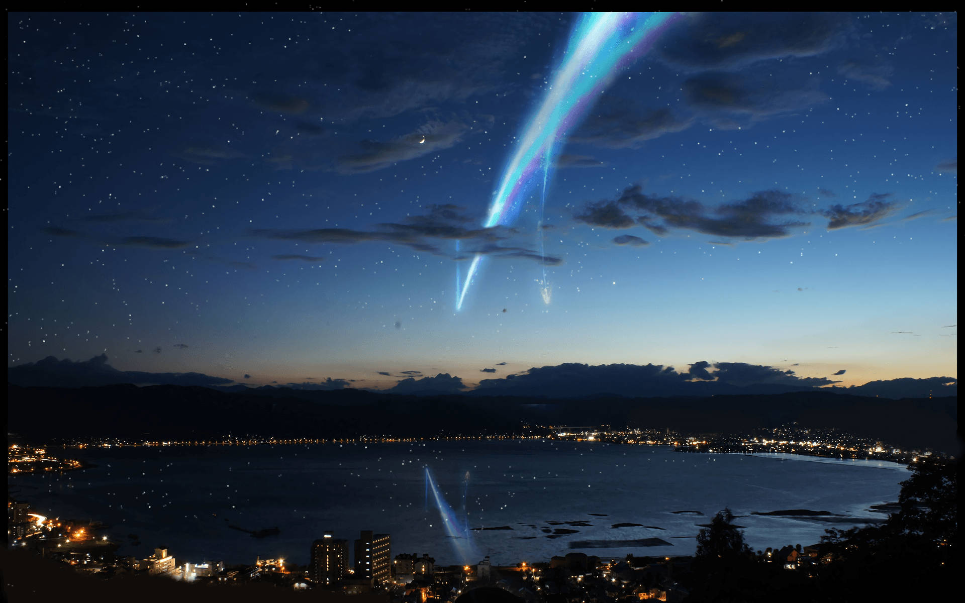 暗夜星空動漫風景 壁紙