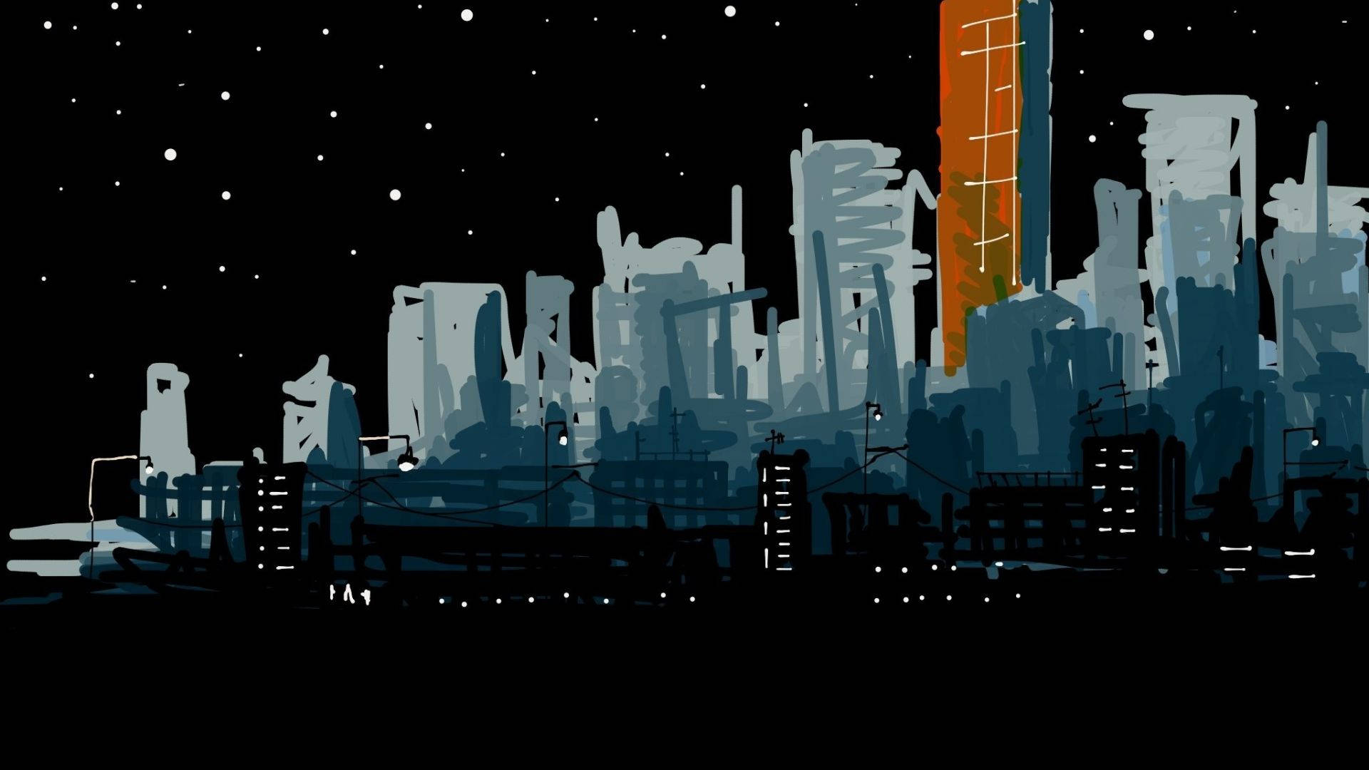 暗夜都市數位插畫 壁紙