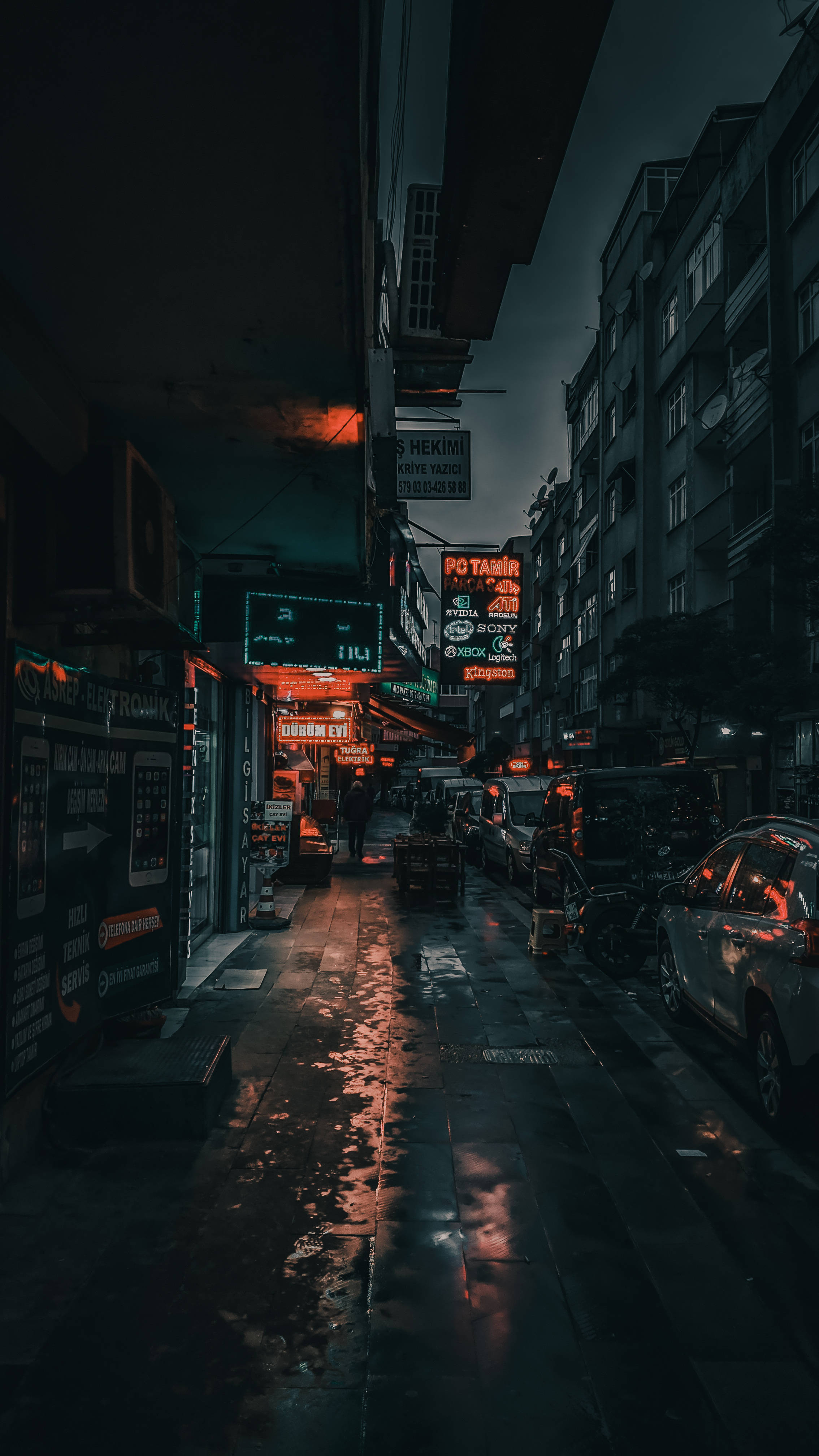 暗巷街燈 壁紙