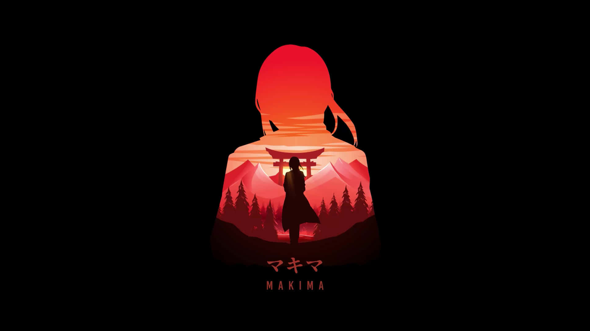 暗紅美學瑪奇瑪輪廓 壁紙