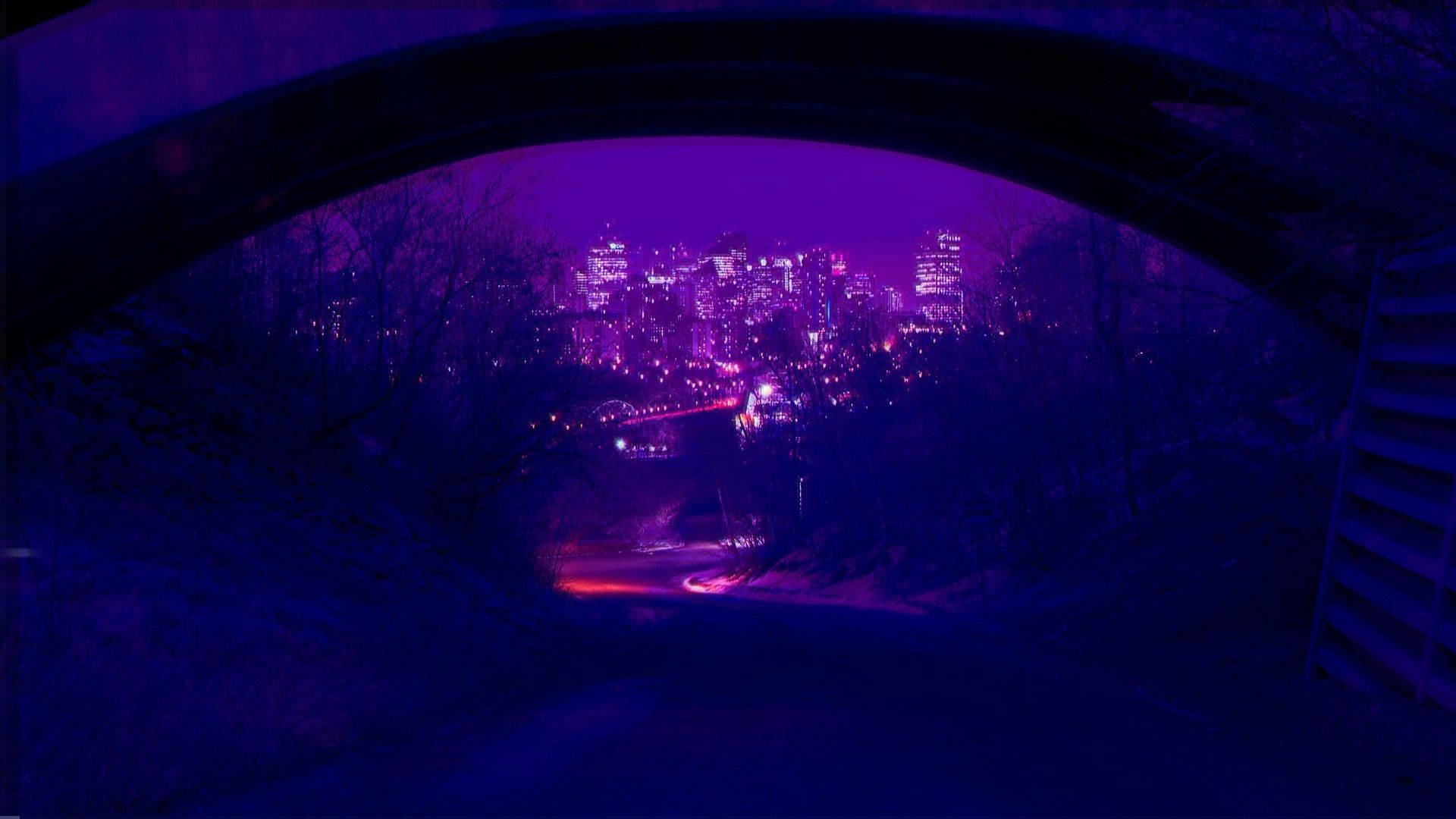 暗紫美學道路 壁紙