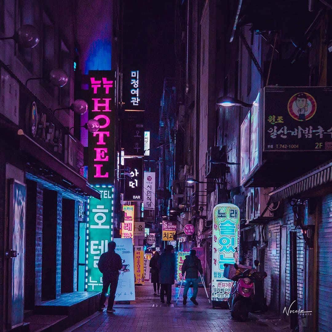 暗黑美學霓虹街景圖片 壁紙