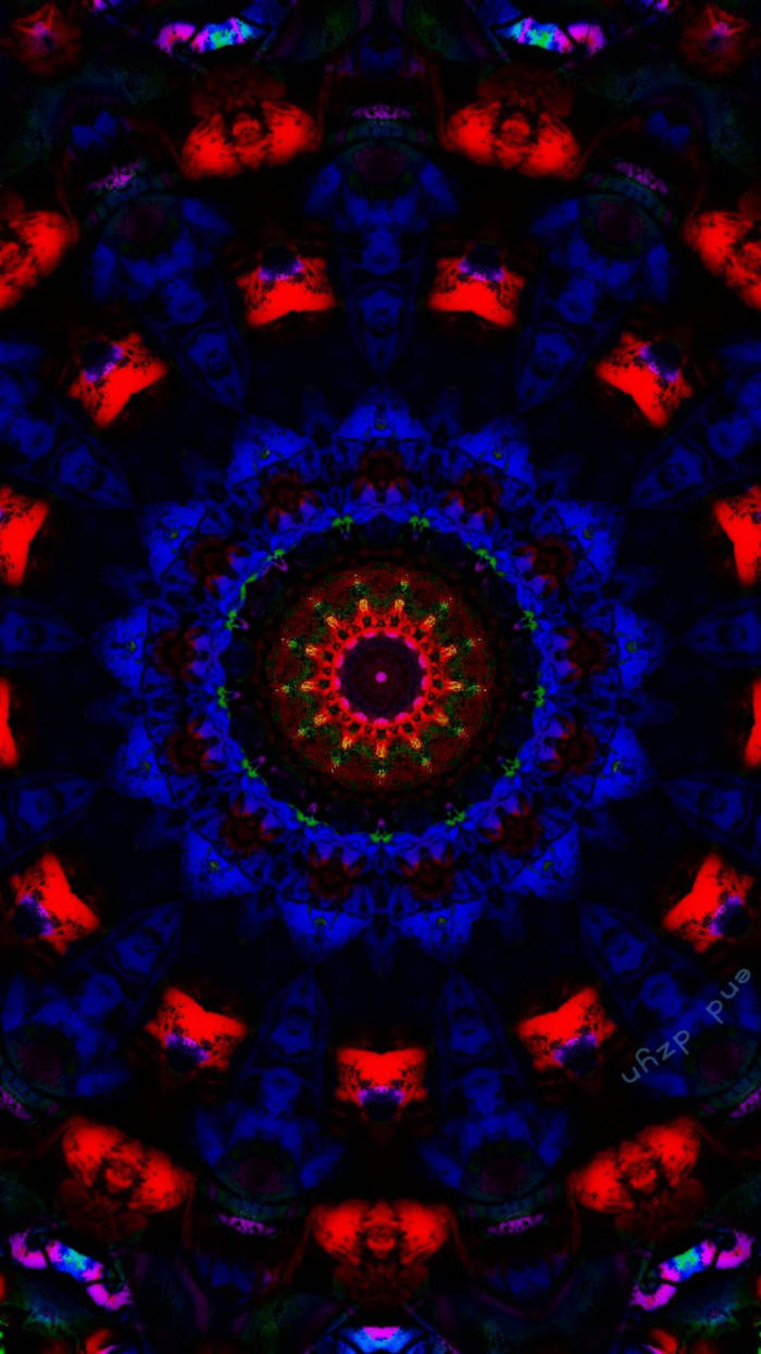 暗黑迷幻红蓝圆圈 壁紙