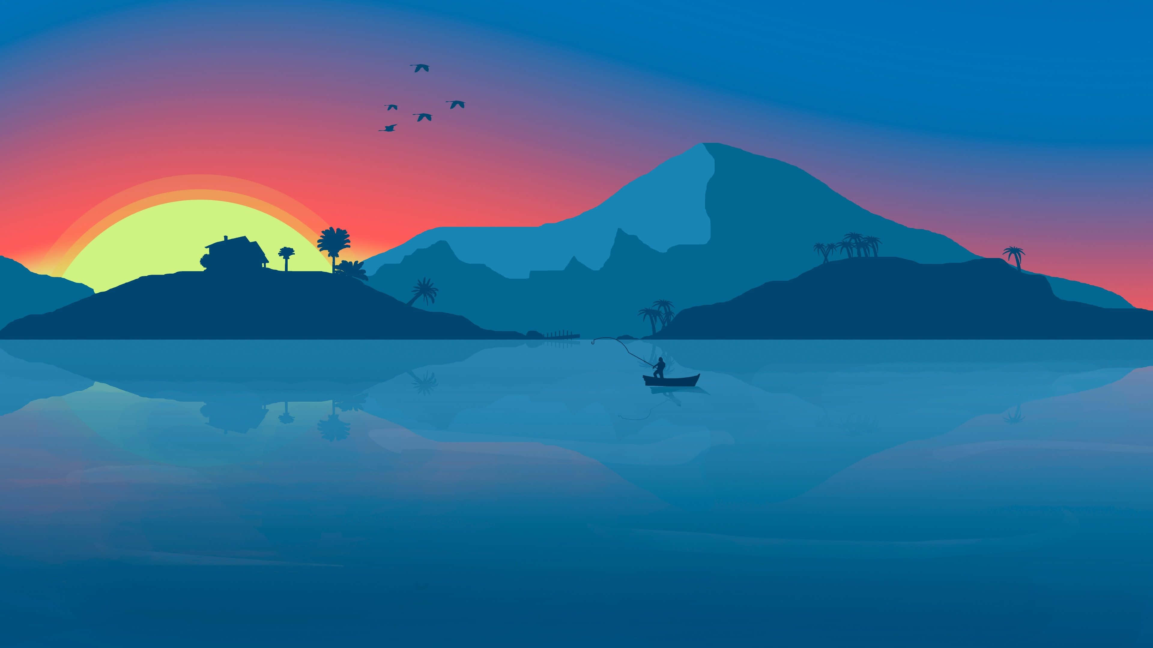 最佳极简湖泊风景背景 壁紙