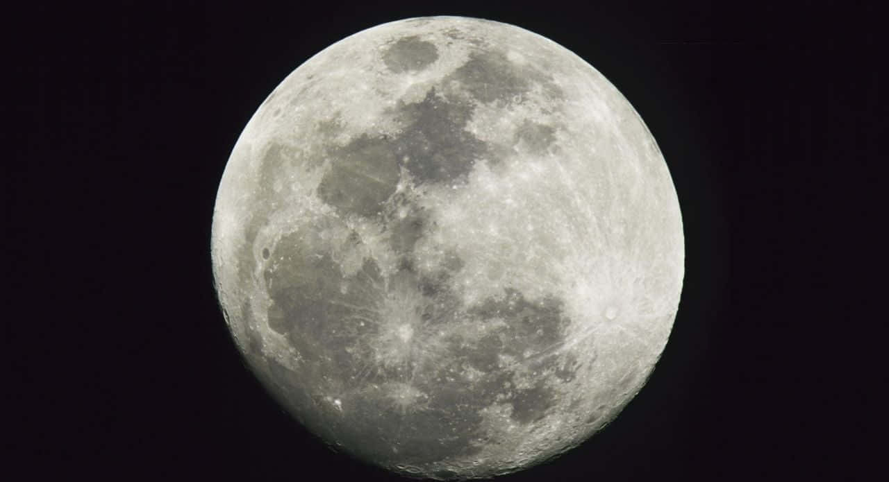 月亮在漆黑的夜空中清晰可见 壁紙