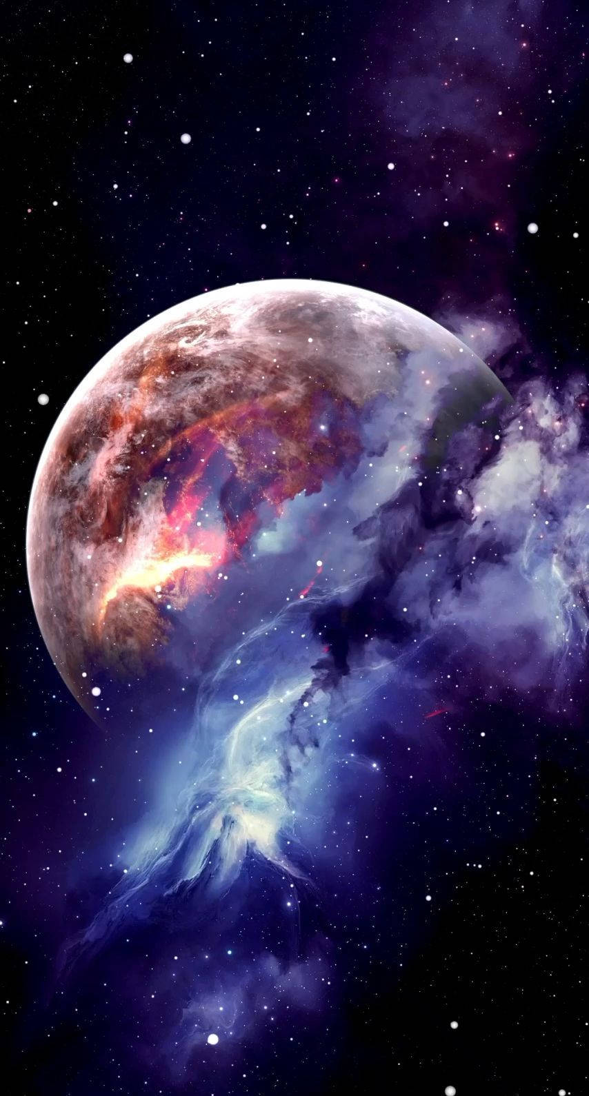 月亮與星系動態桌布 壁紙