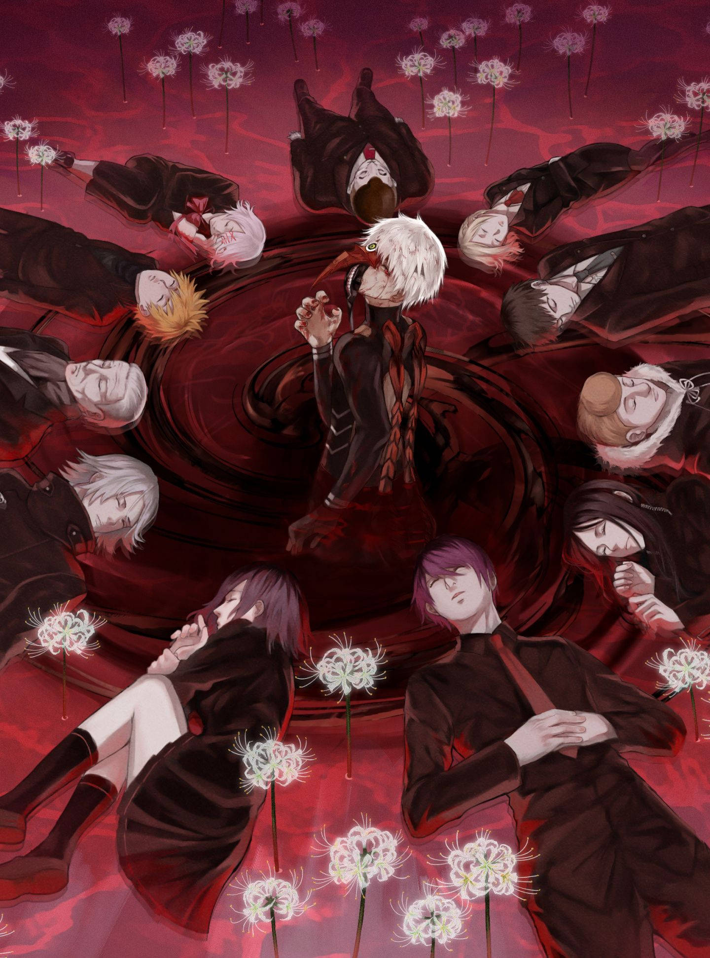 東京喰種角色紅色圖形藝術 壁紙