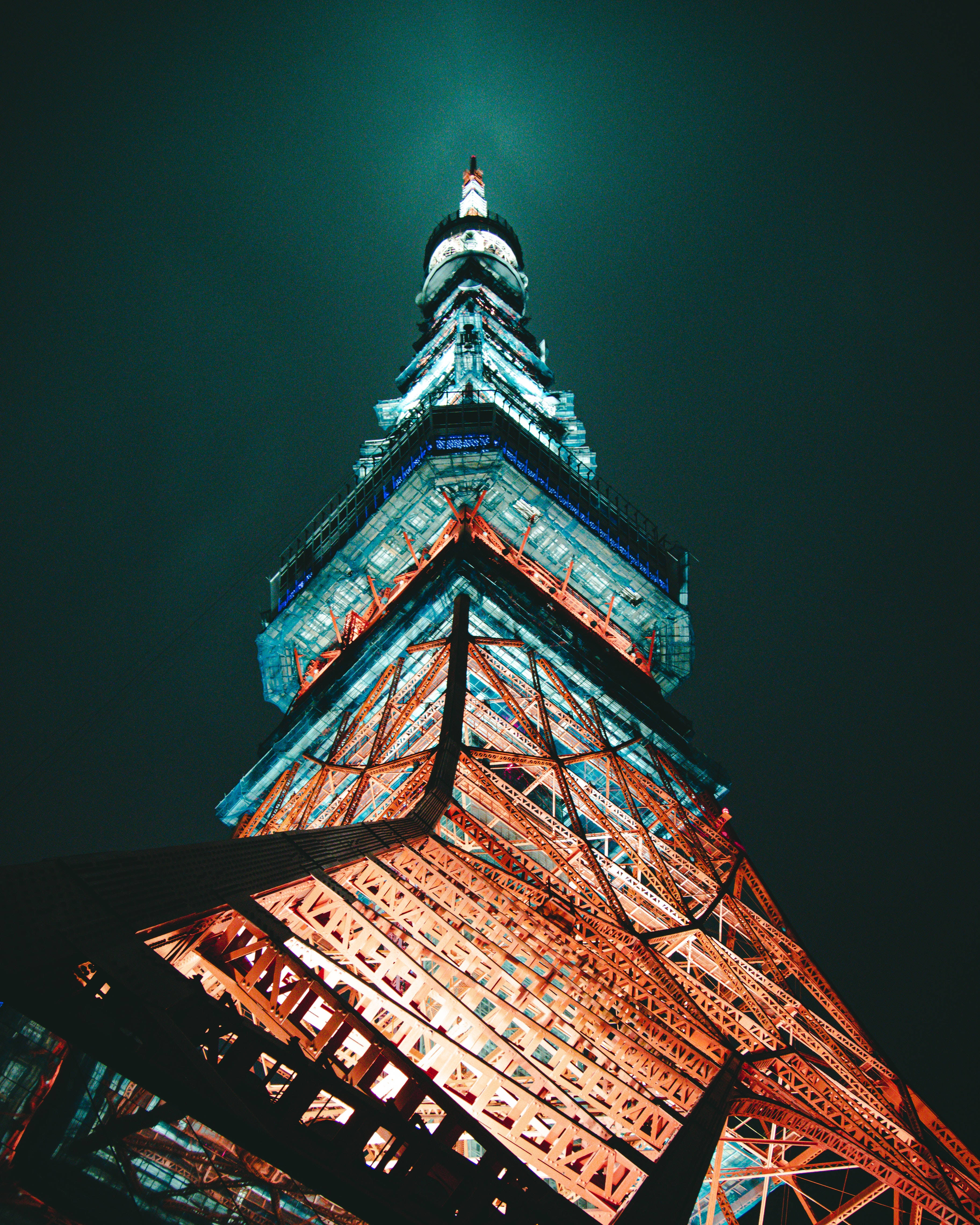 東京鐵塔紅藍燈光之美 壁紙