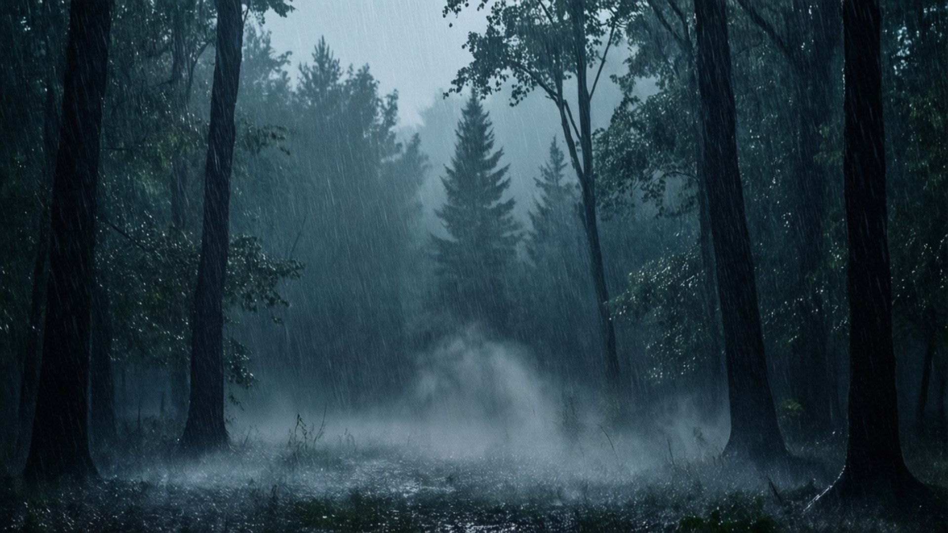 松林暴雨 壁紙