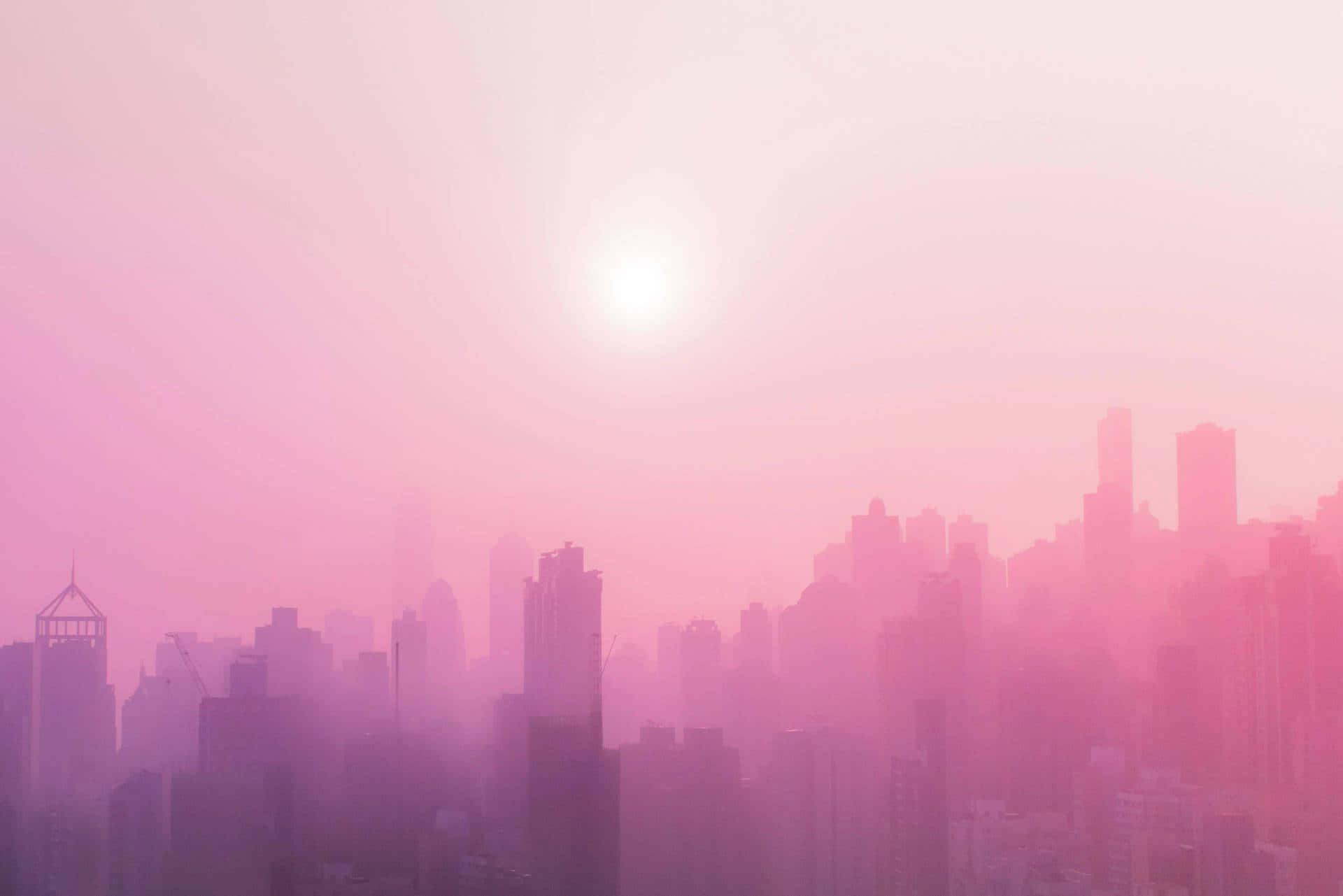柔粉城市天空 壁紙
