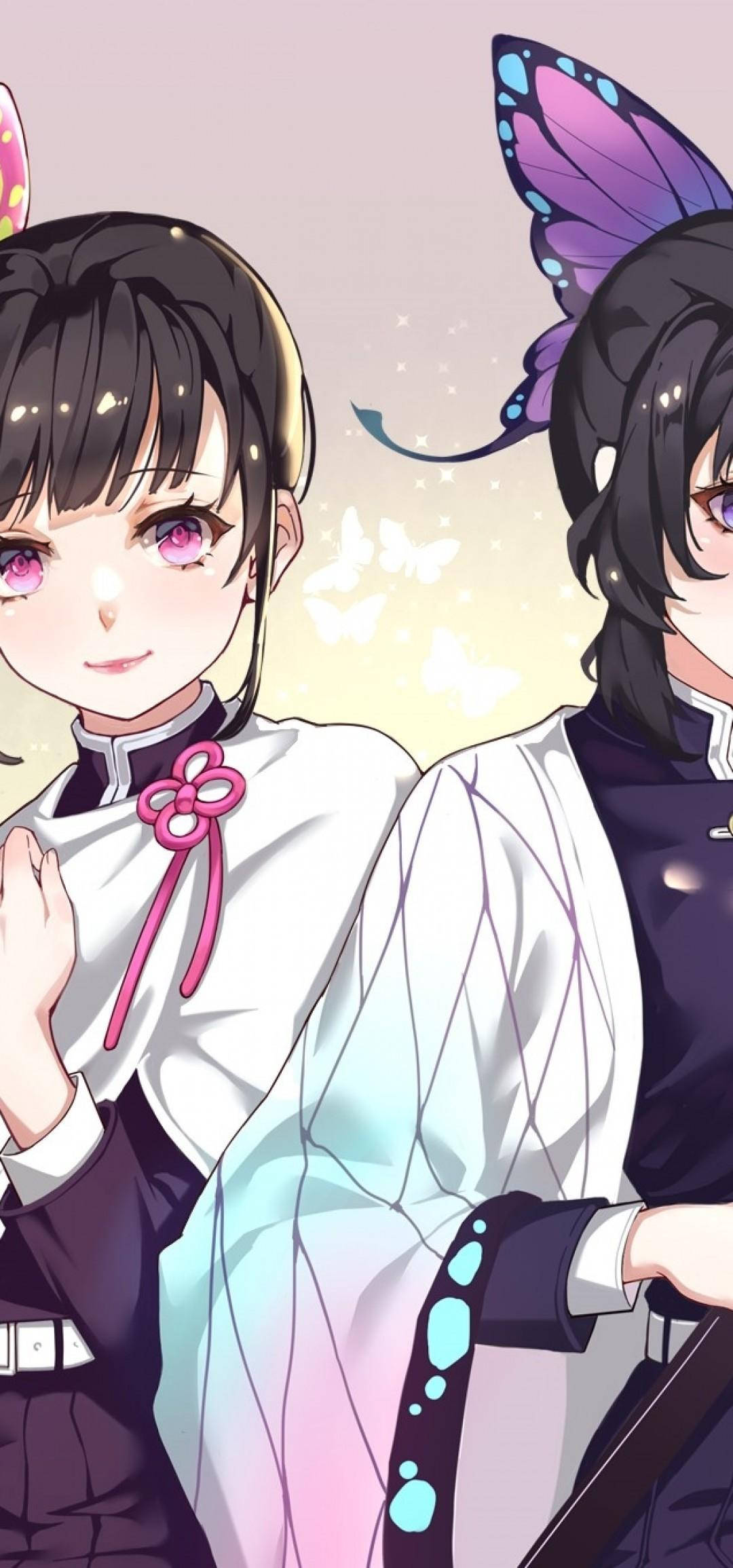 栗花落香奈乎與胡蝶忍 壁紙
