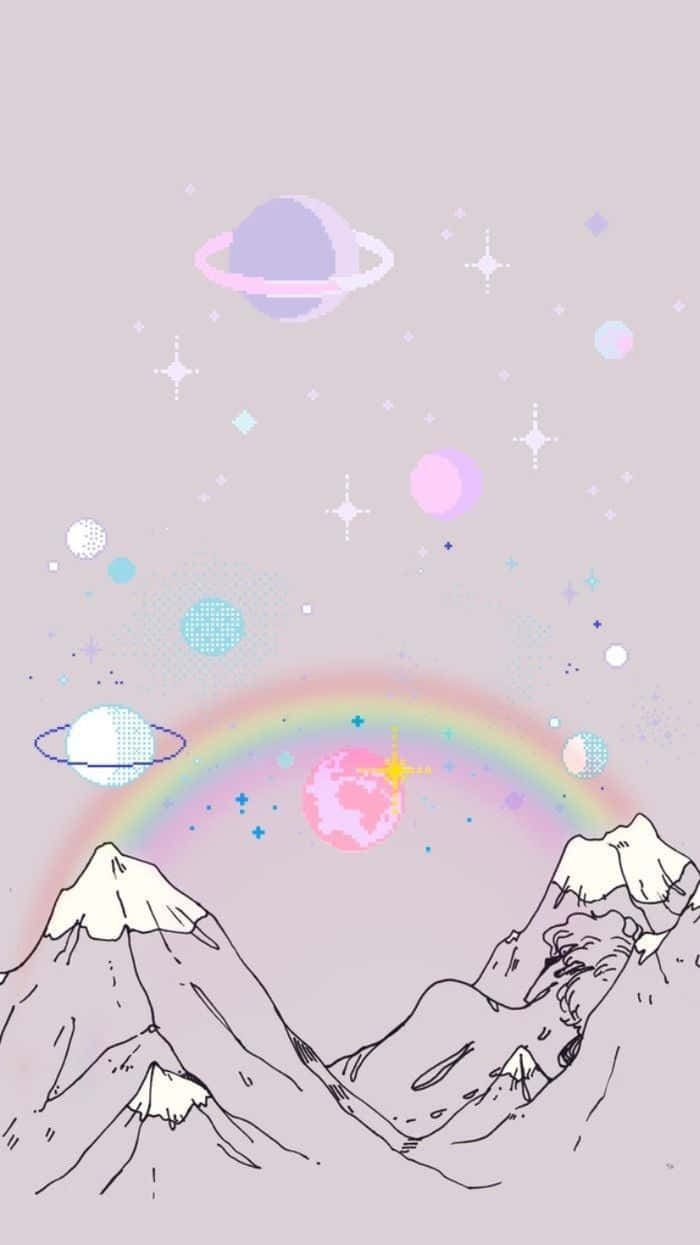 梦幻粉彩天空与蓬松云朵的美学手机背景 壁紙