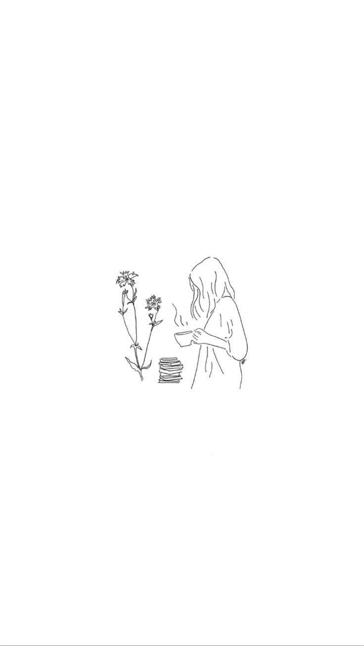 極簡美學女子手持咖啡杯 壁紙