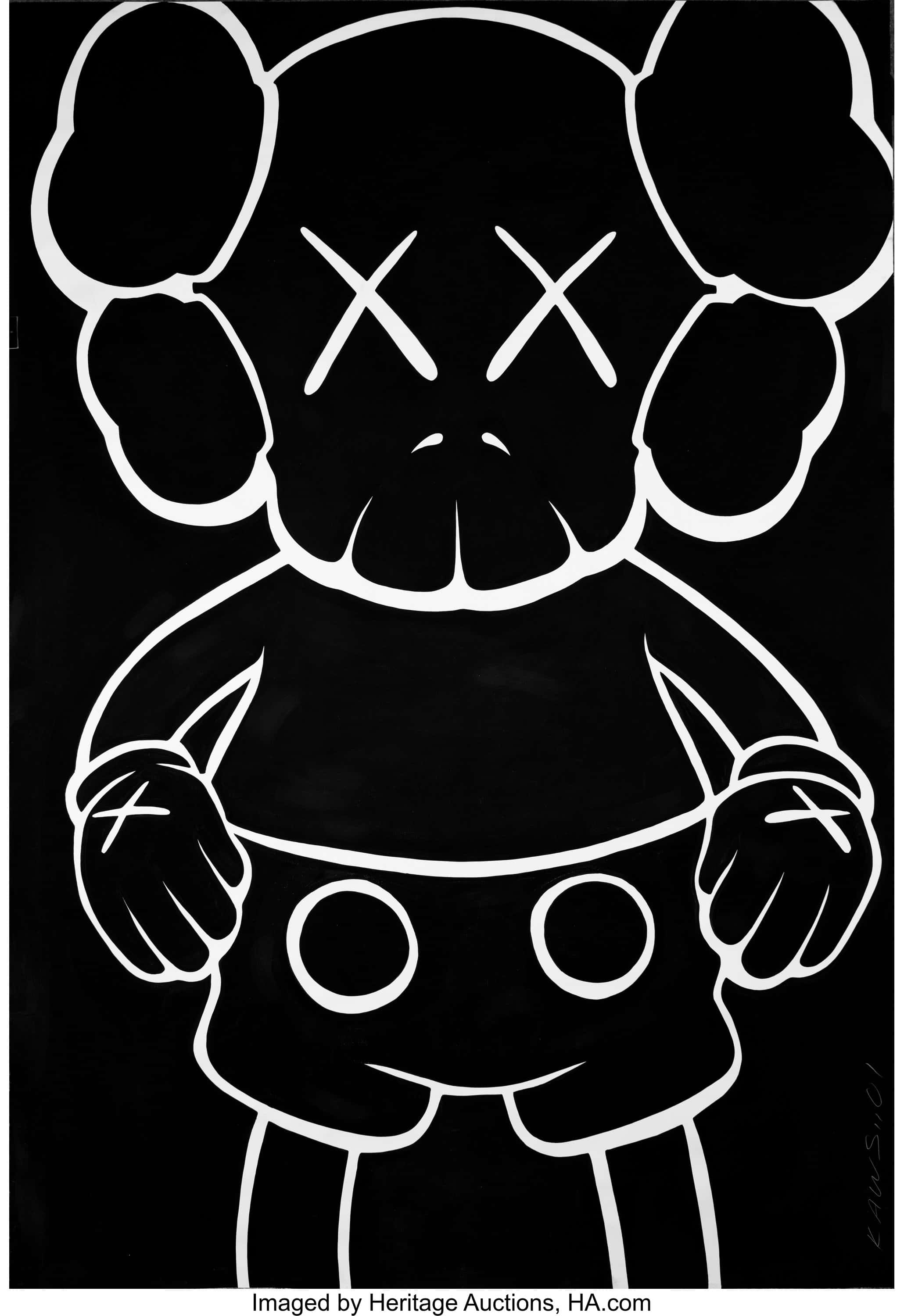 標誌性的KAWS Companion角色仰望藍天 壁紙