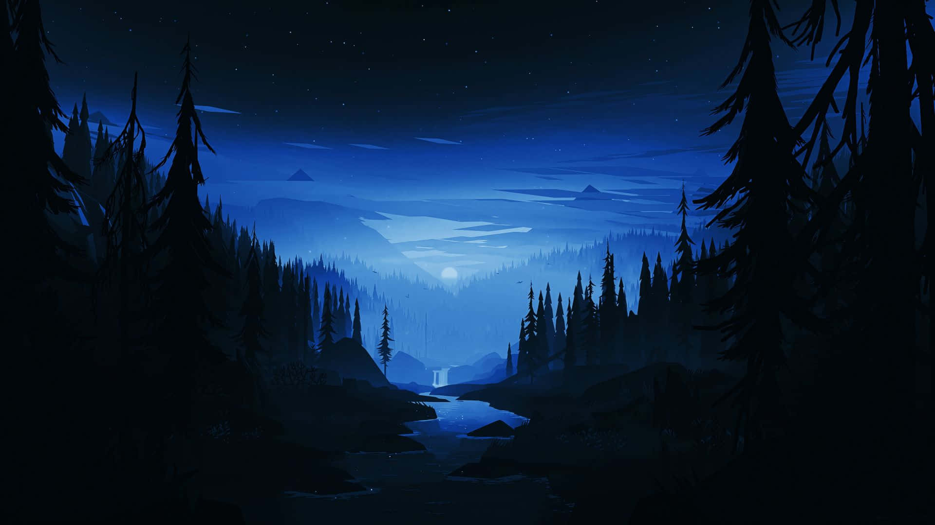 樹林間的夜空 壁紙